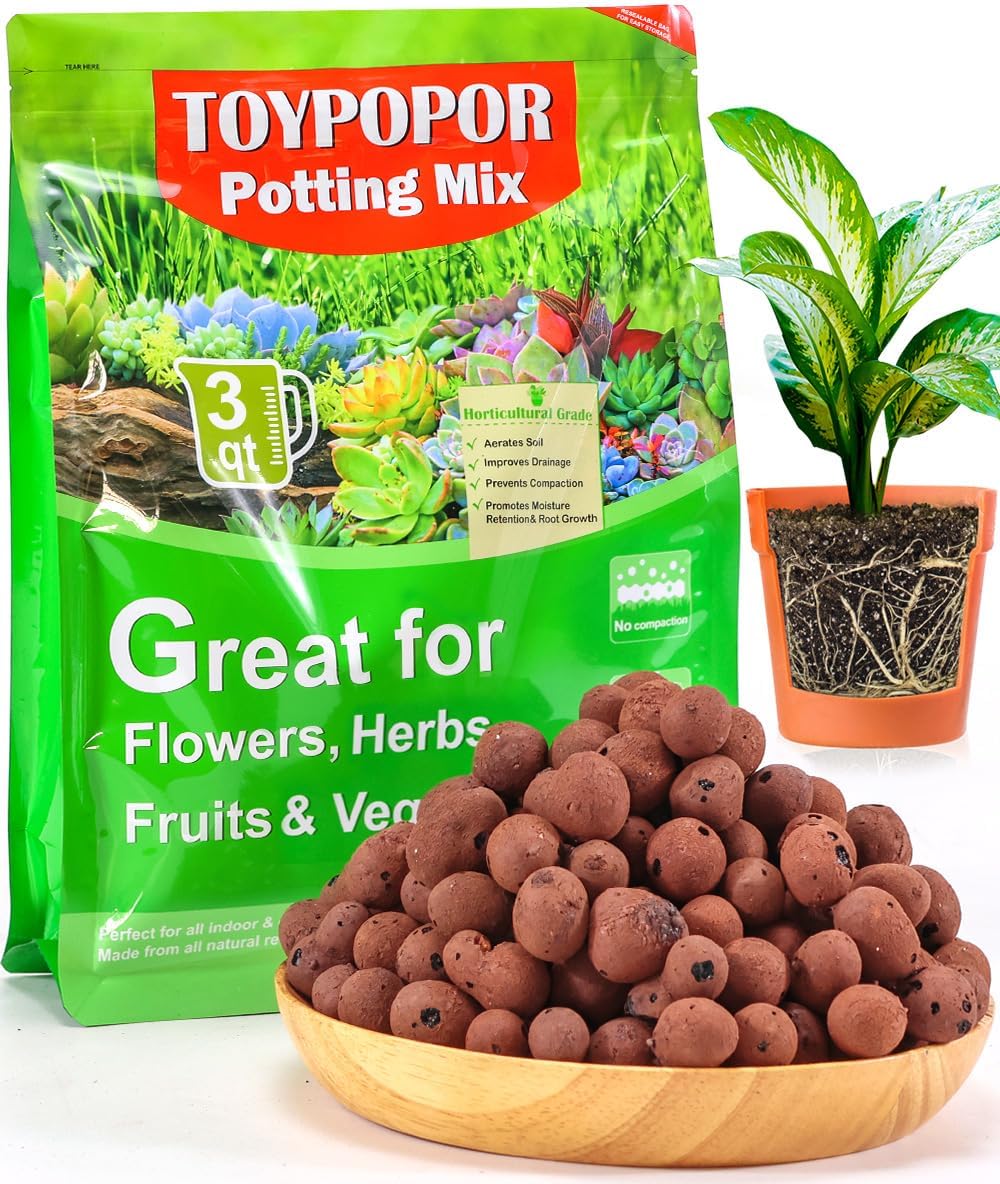 TOYPOPOR Leca Clay Pebbles for Plants 3 Quarts