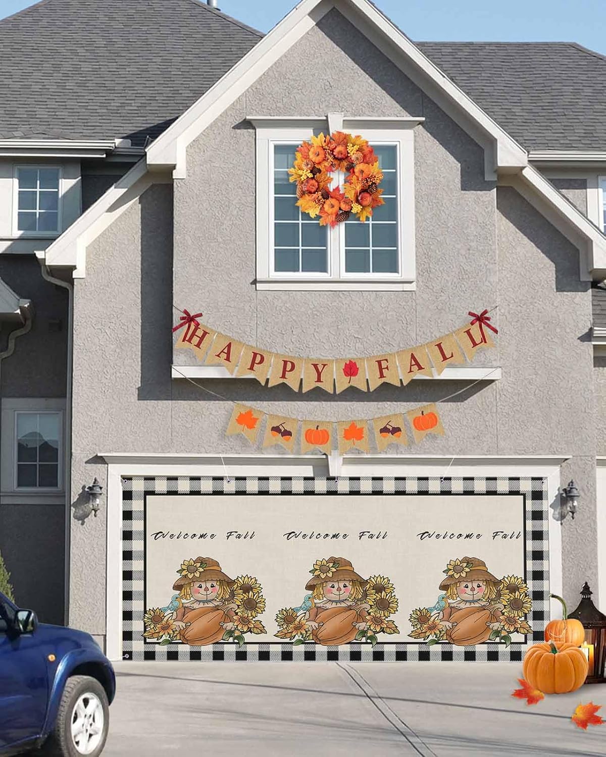 Thanksgiving Garage Door Cover 7x8ft Retro Farm Decor