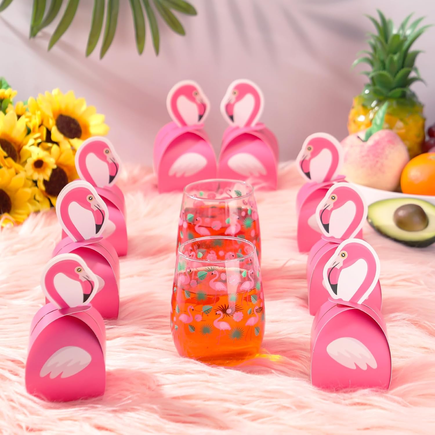 Honoson 24 Pcs Flamingo Gift Boxes for Tropical Parties