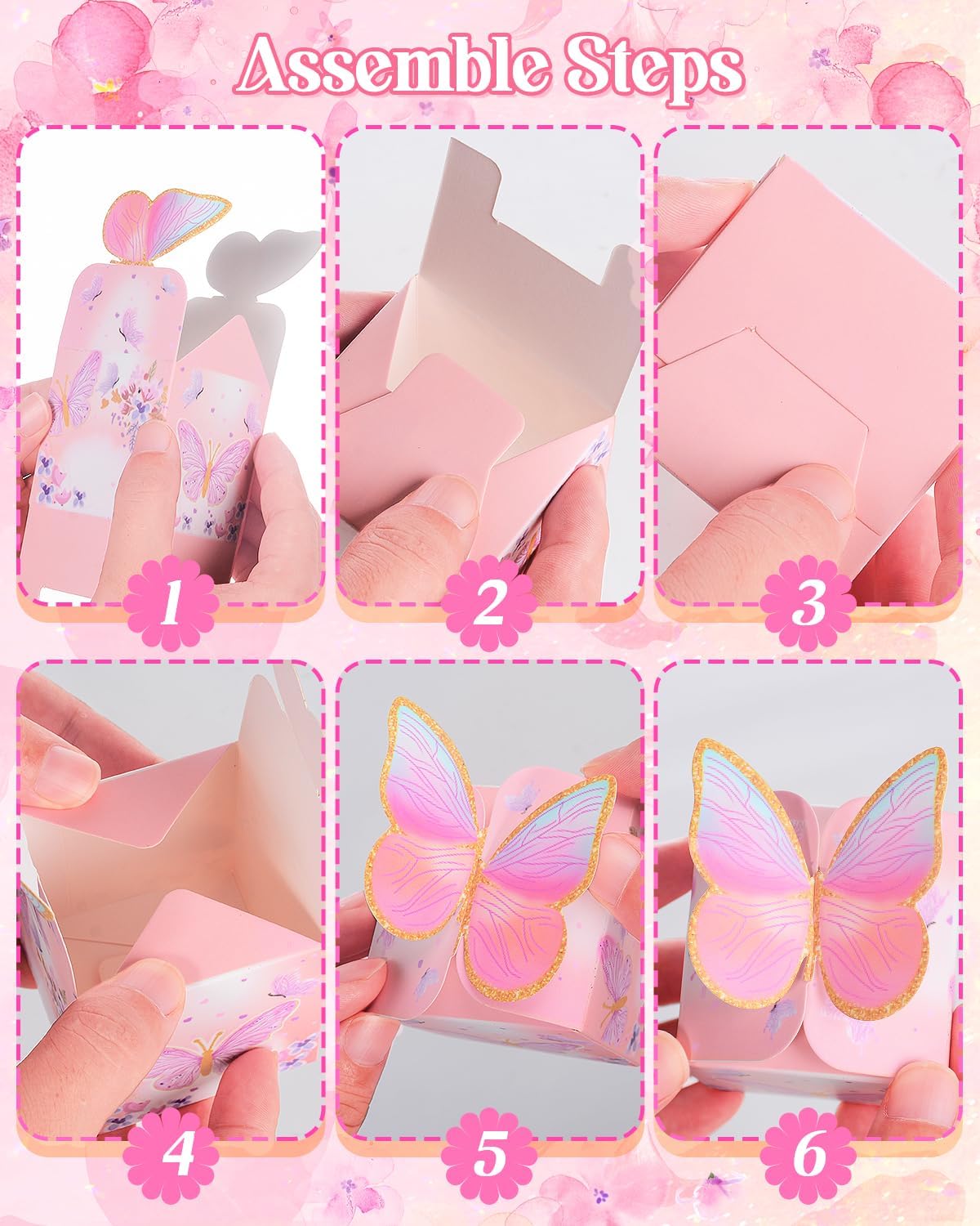 Liobelon 48 Pcs Mini Butterfly Gift Boxes for Parties