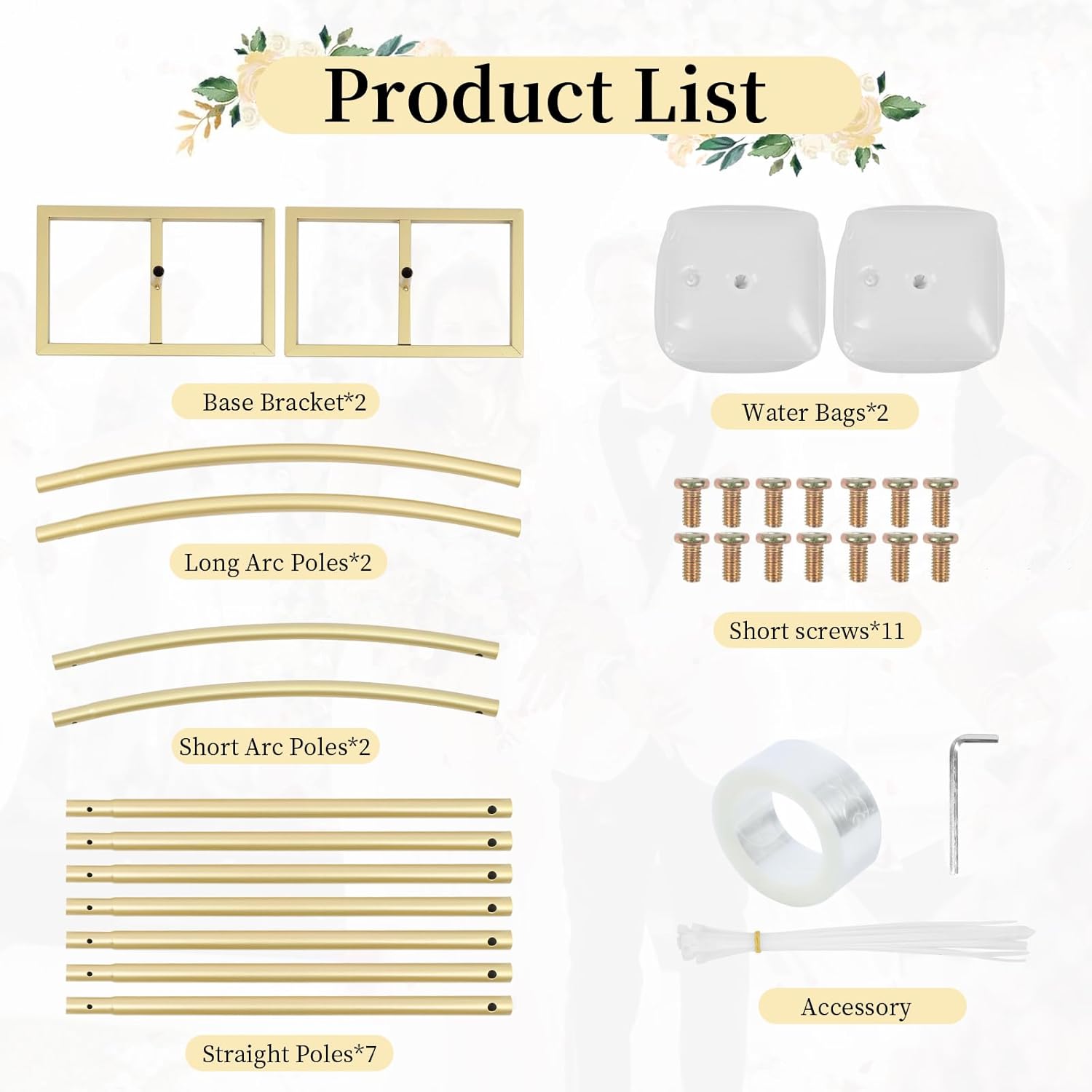 Gold Balloon Arch Stand Kit - 6FT and 8FT