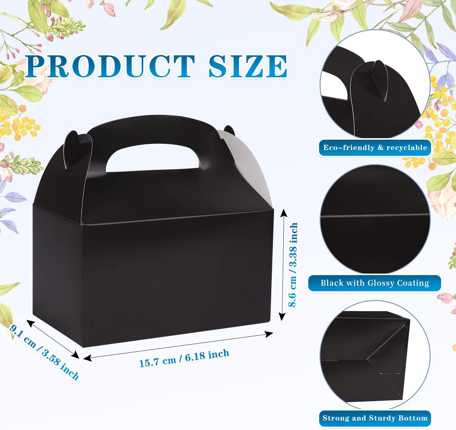 DjinnGlory 36 Pack Black Treat Boxes for Parties