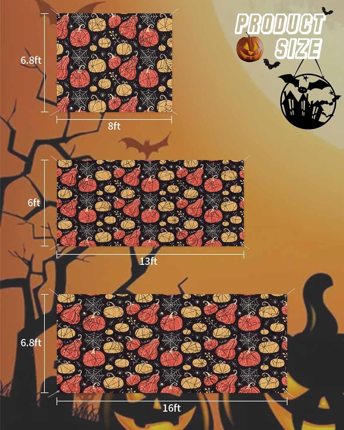 IDOWMAT Abstract Halloween Garage Door Cover 7x8ft