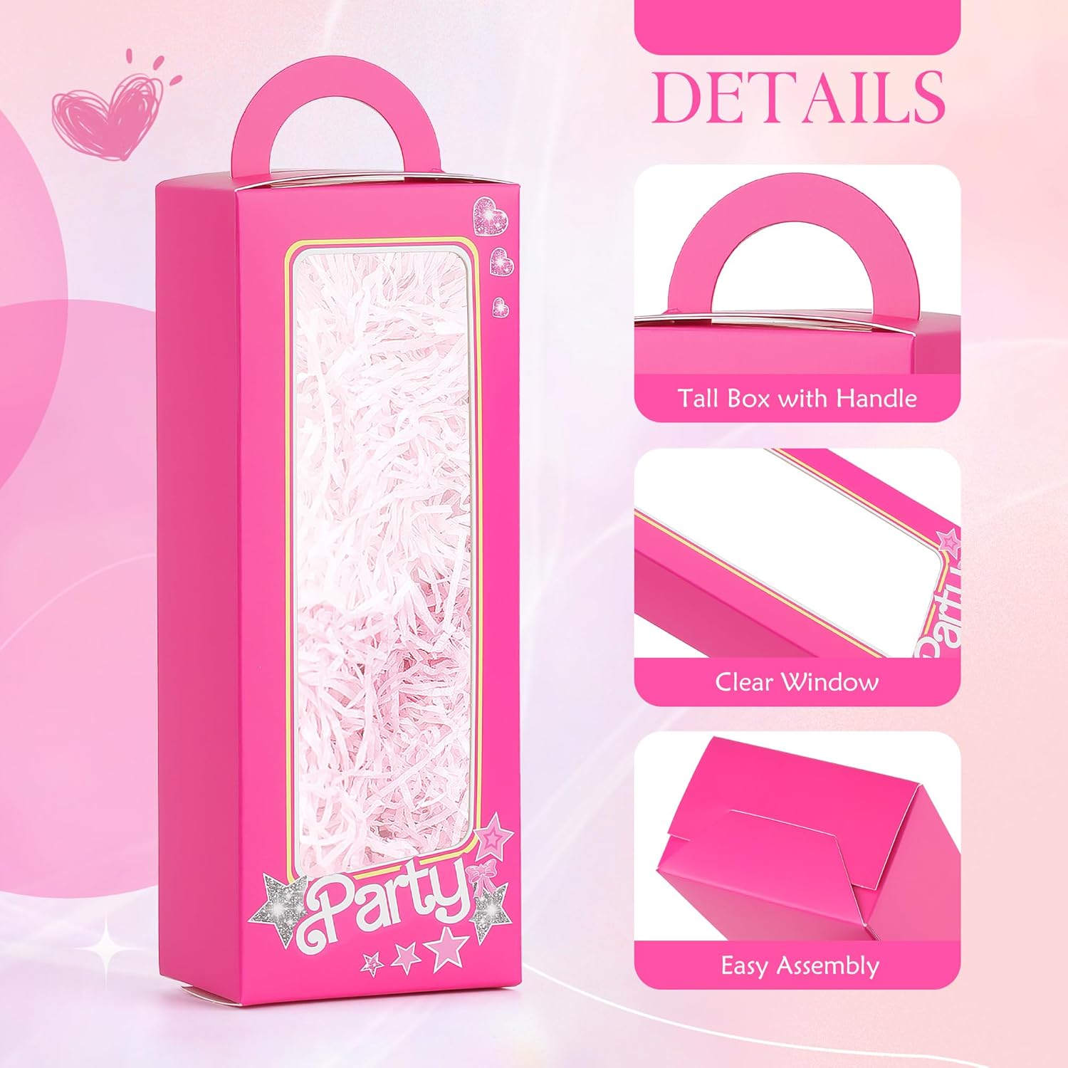 14PCS Pink Girls Party Favor Boxes with Stars and Dolls