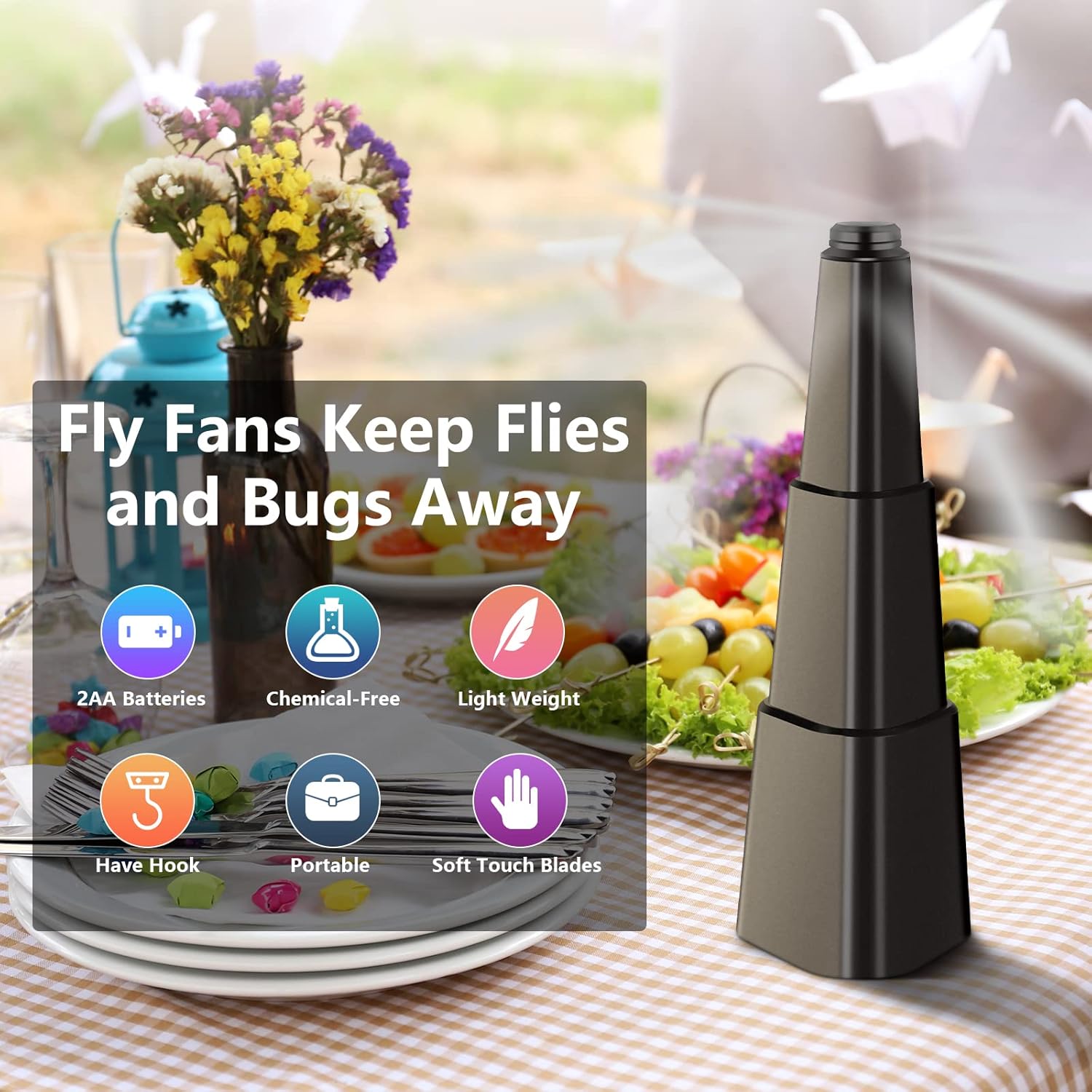 Fly Fans for Tables 6 Pack Black