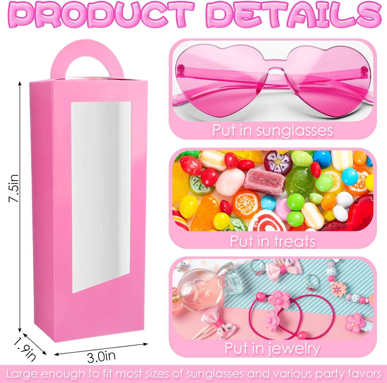 TecUnite 24 Pcs Pink Girl Party Favor Boxes