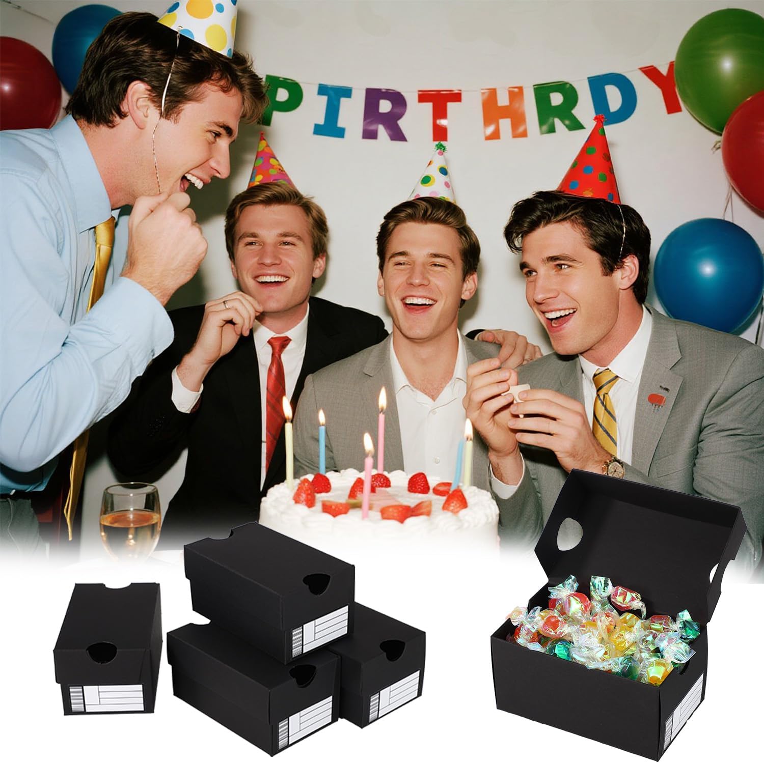 36pcs Mini Shoe Gift Boxes Black Sports Theme Party Favor Boxes