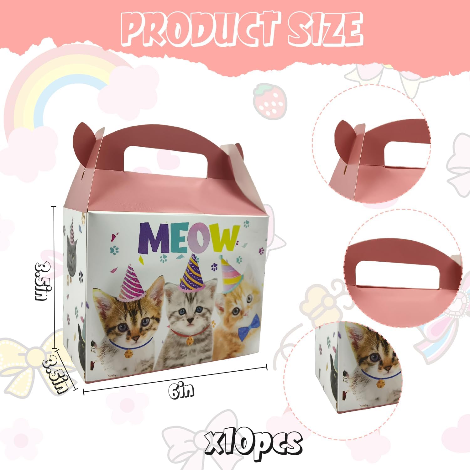 10 Pcs Foldable Cat Gift Boxes for Parties