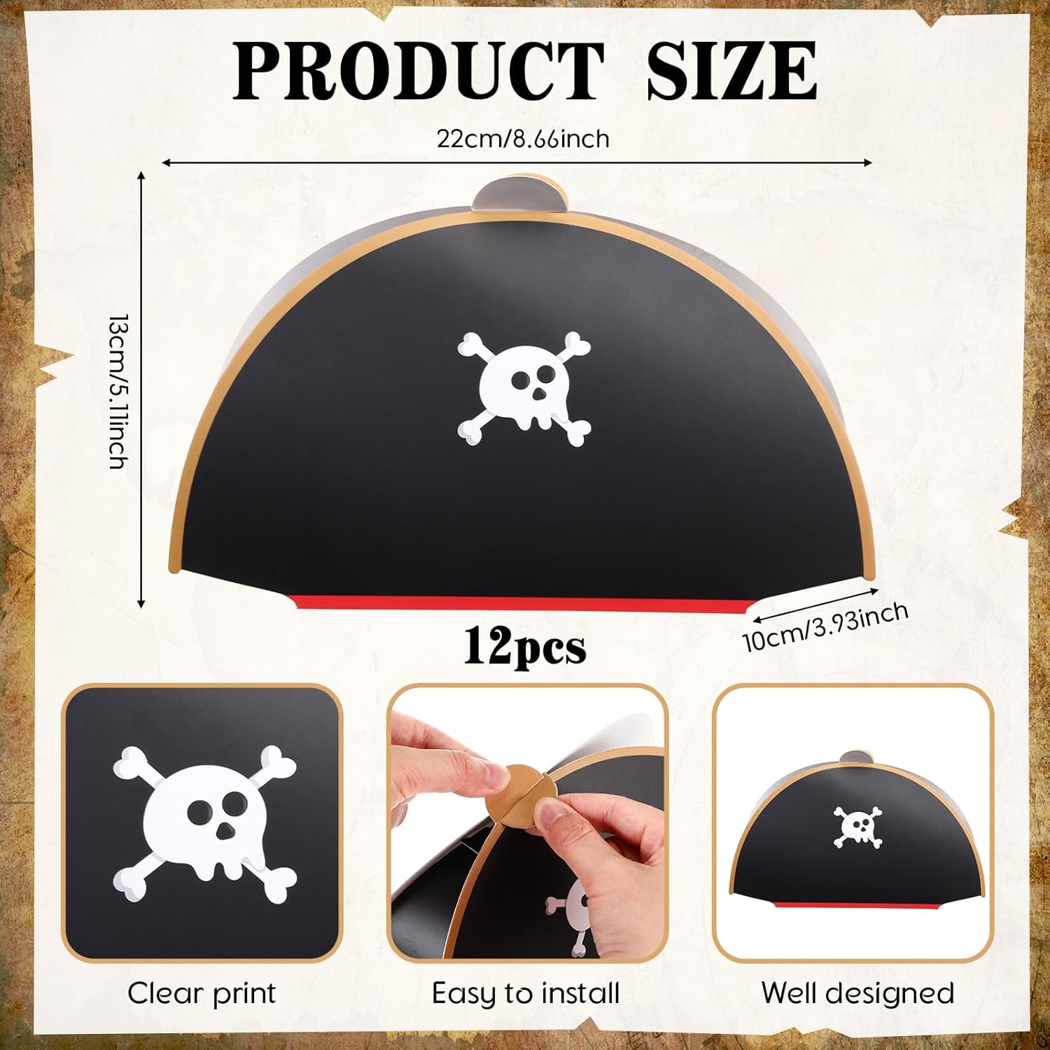 Spakon Pirate Hat Treat Boxes 12 Pack