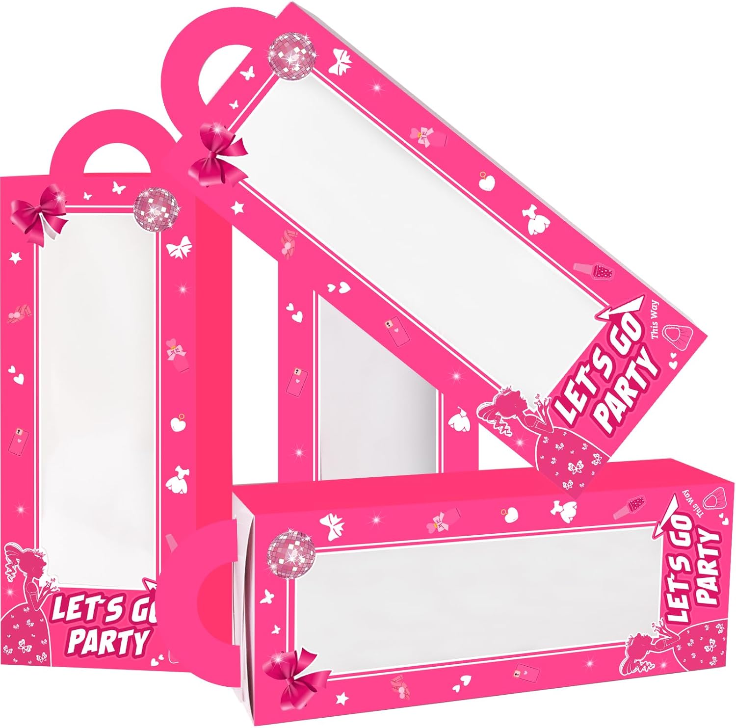 20 Pack Hot Pink Party Favor Boxes with Handles