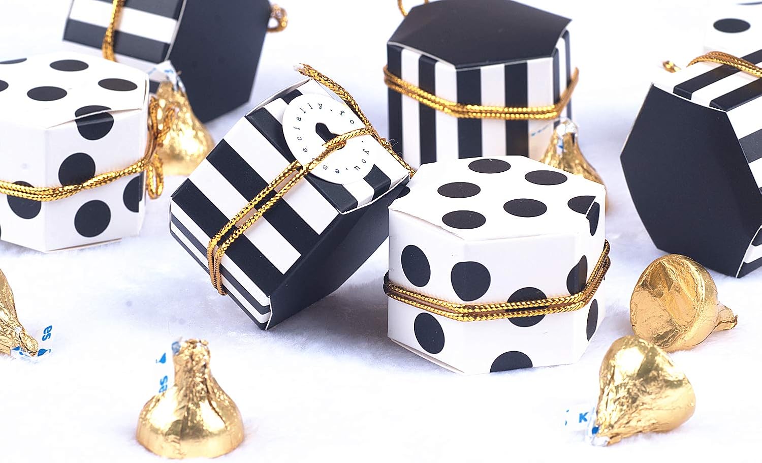 Aimto Black and White Favor Boxes - 50Pcs 2x2x1 Inch