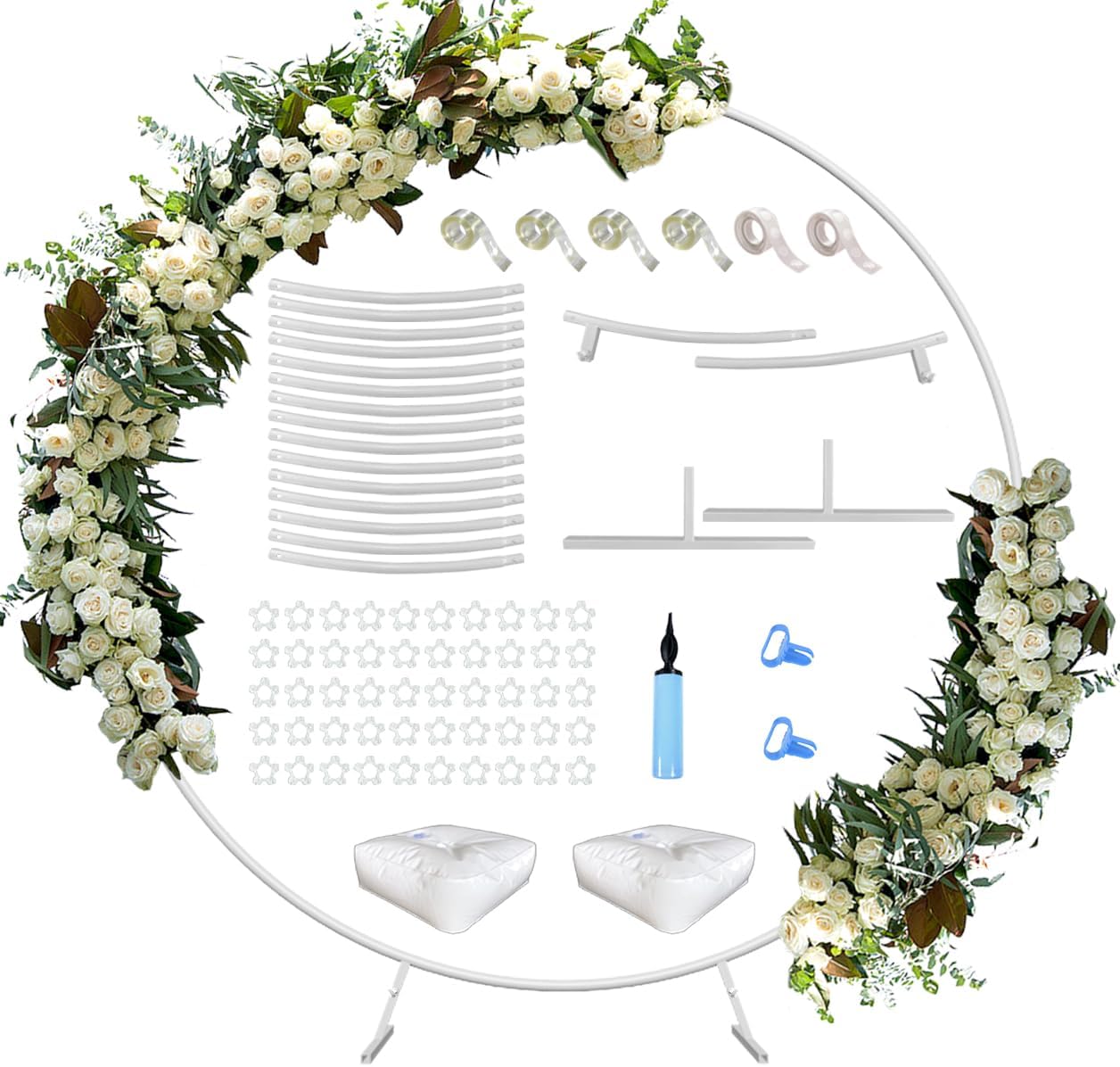 Queension 7 Ft Metal Wedding Arch with Balloon Kit