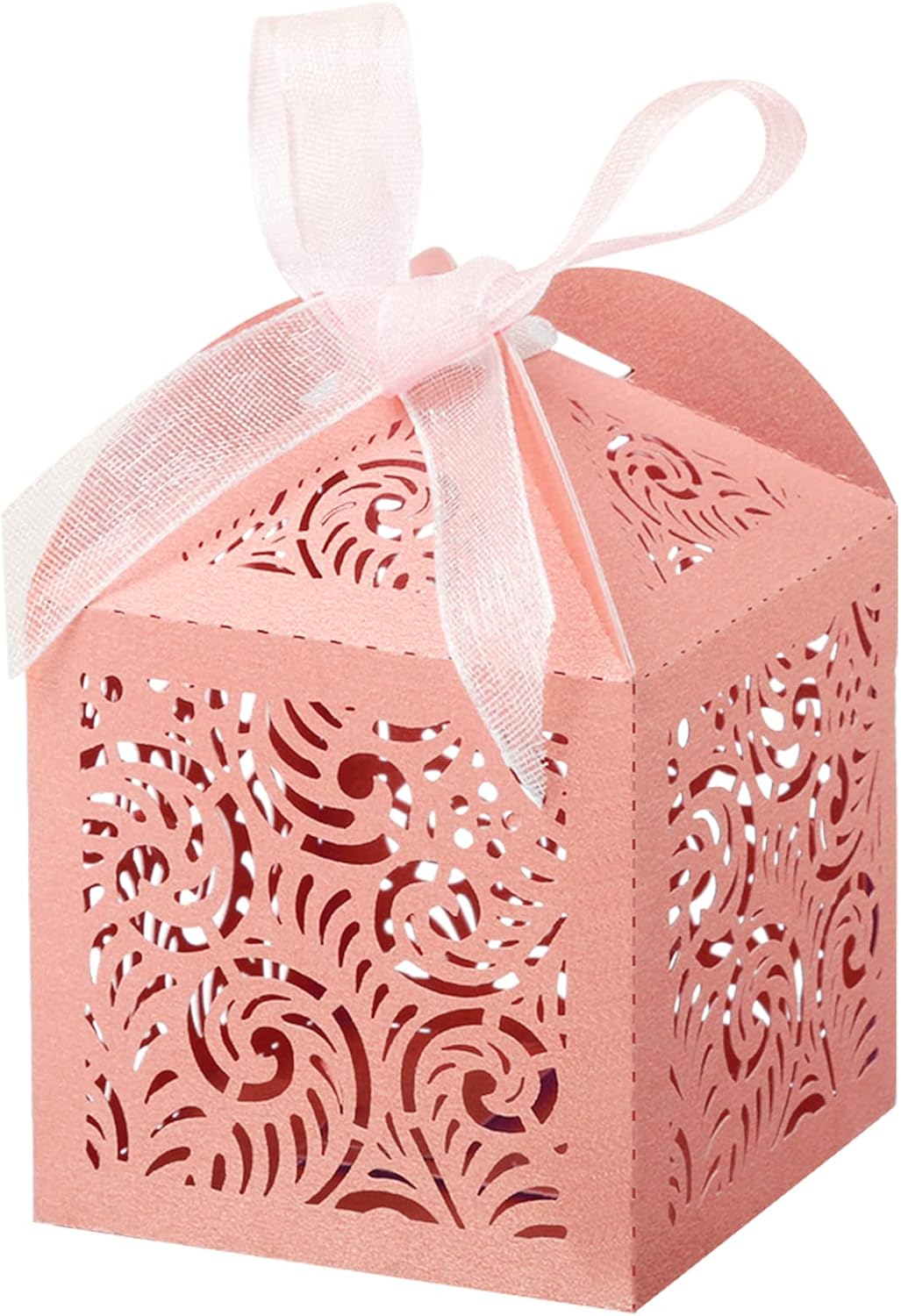 COTOPHER 100Pcs Laser Cut Pink Favor Boxes
