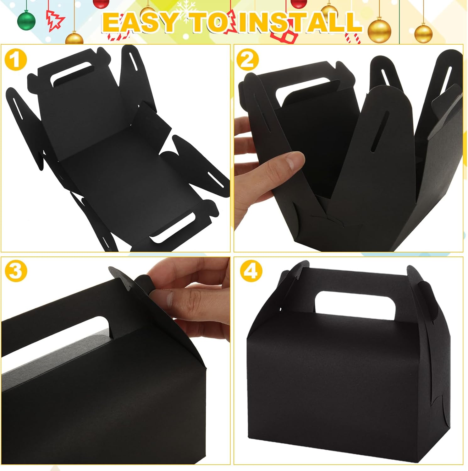 ABuff 50 Pack Black Gable Treat Boxes for Party Favors