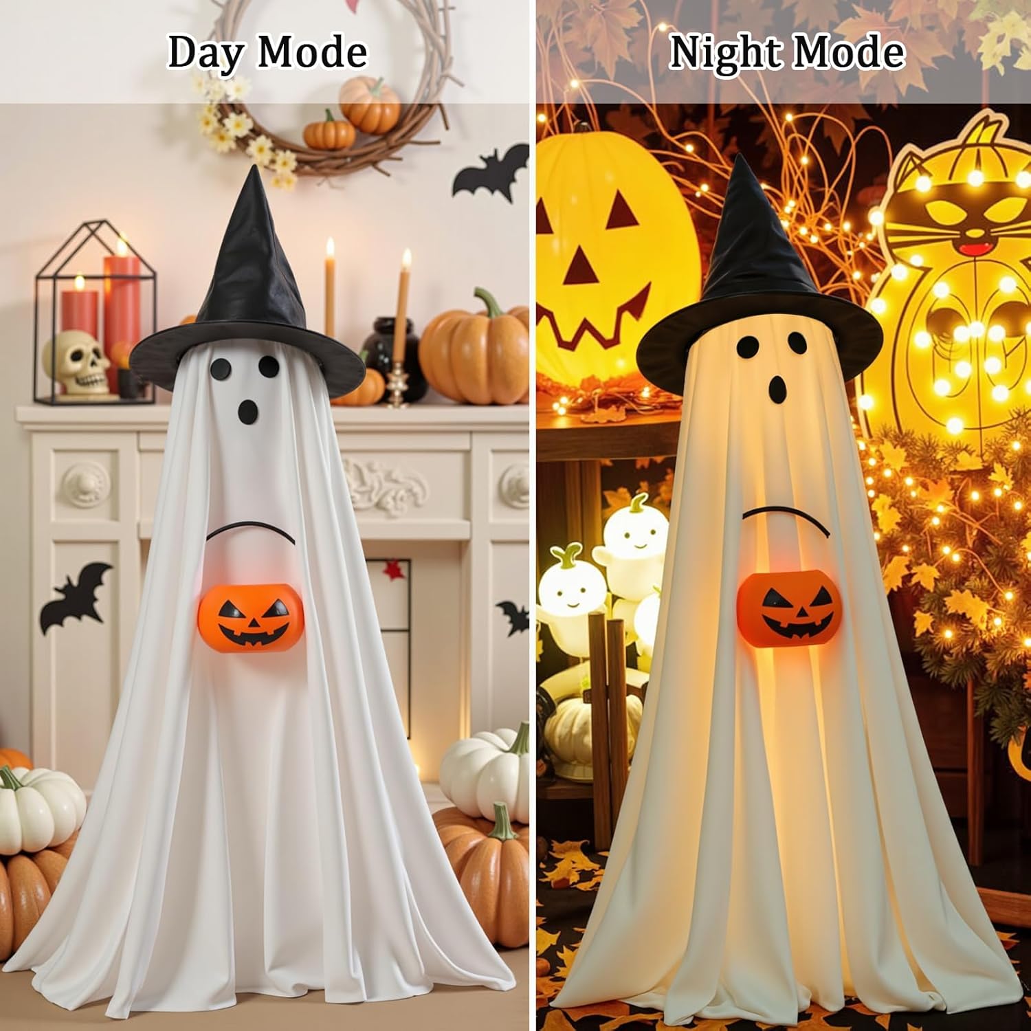 PEJOURI Halloween Decor 2 Pack Ghost Lights