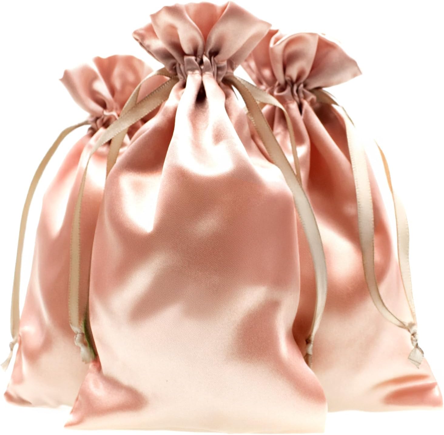 6 Inch x 9 Inch Rose Gold Satin Gift Bags