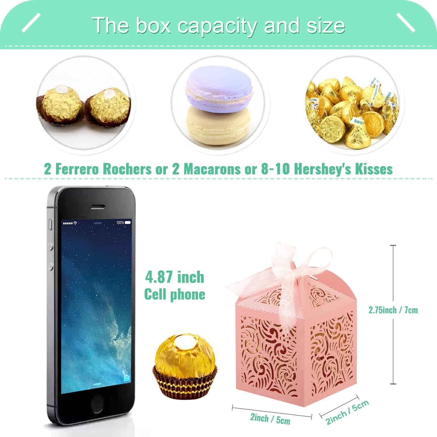 COTOPHER 100Pcs Laser Cut Pink Favor Boxes