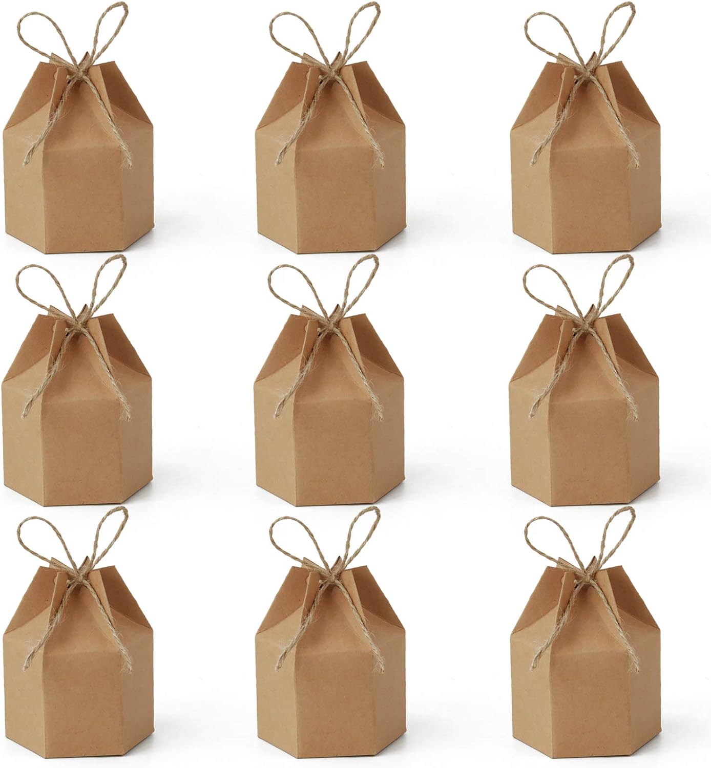 50 Pack Mini Paper Gift Boxes with Twine