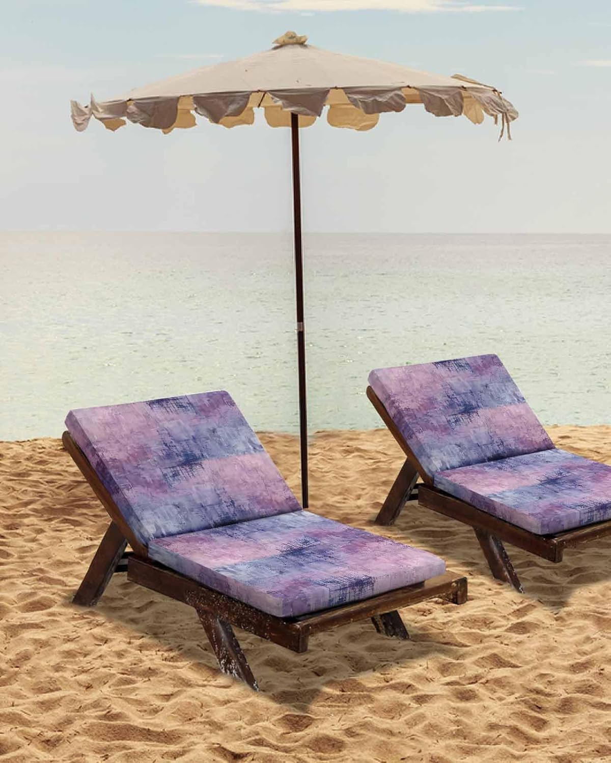 Purple Blue Waterproof Cushion Covers with Ties 2 Pack