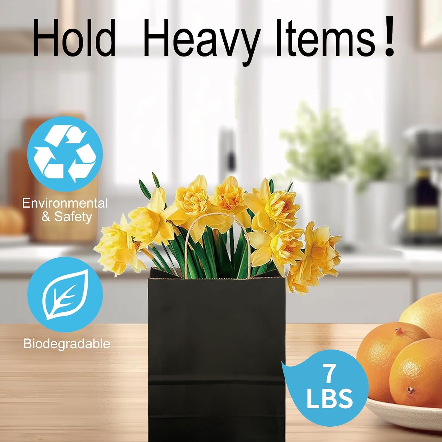 25 Pack Small Black Kraft Gift Bags with Handles