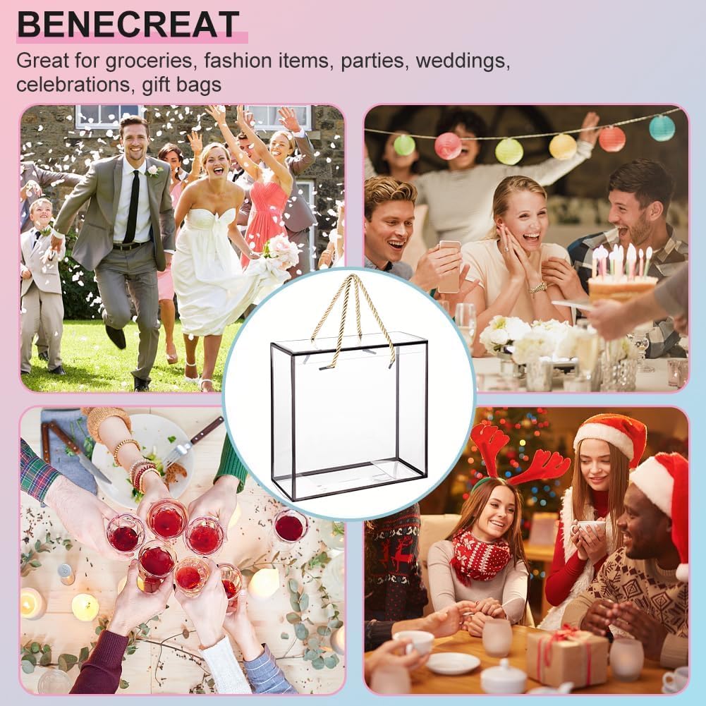 BENECREAT 10 Pack Clear PET Gift Boxes with Handle