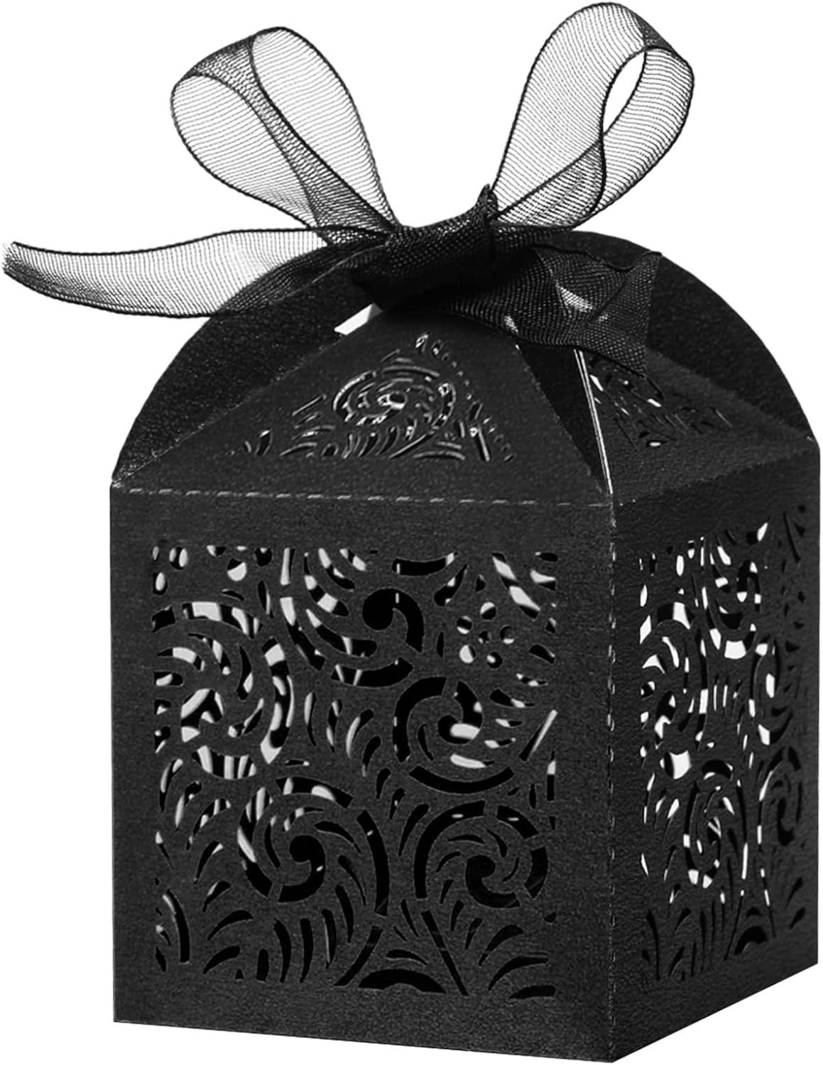 COTOPHER 100Pcs Laser Cut Black Favor Boxes