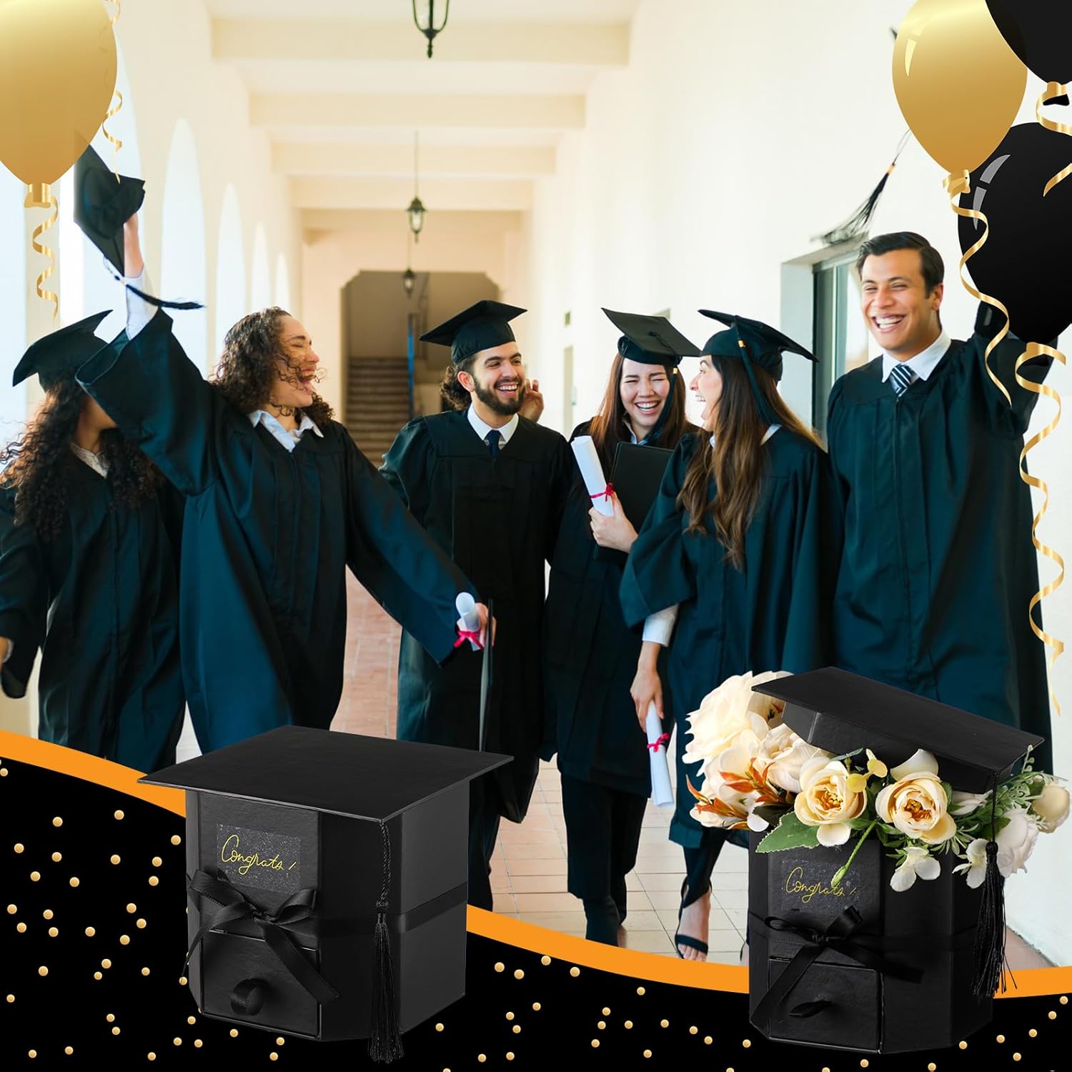 Chunful 3 Pcs Graduation Cap Gift Boxes with Drawer