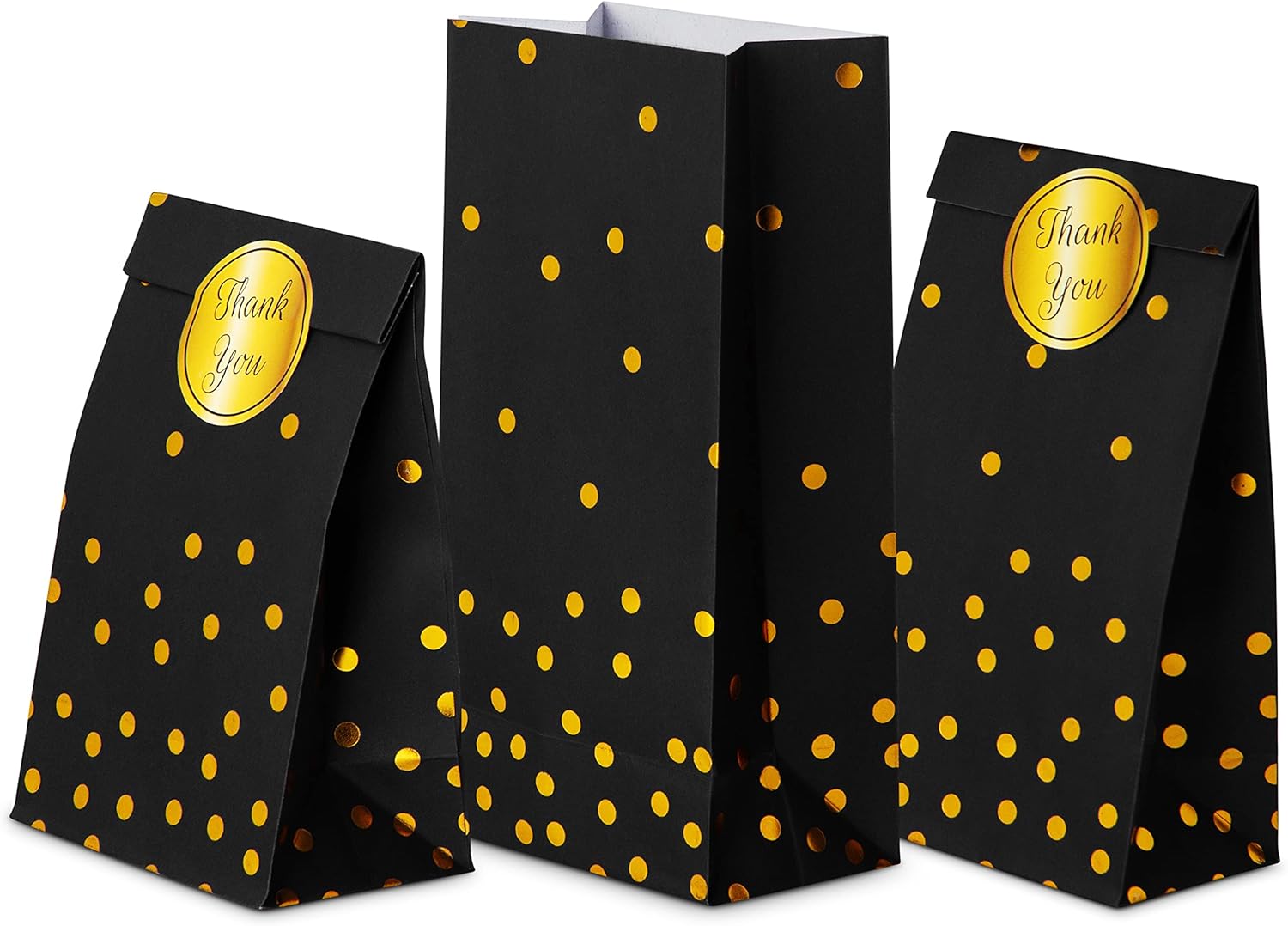 ROYAL BLUEBONNET Black Gold Party Favor Bags and Stickers
