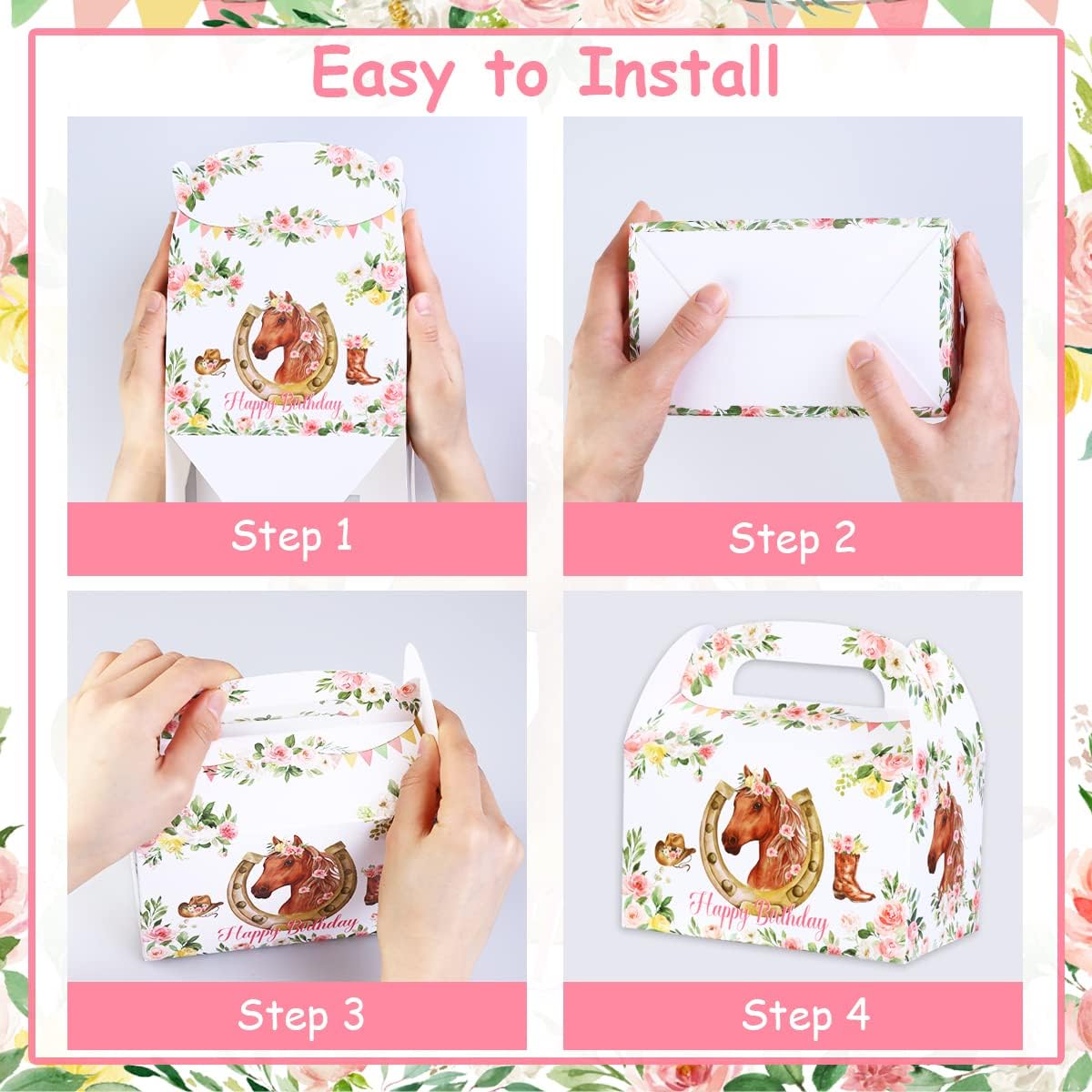 Fangleland 12Pcs Horse Party Favor Boxes for Birthday Supplies