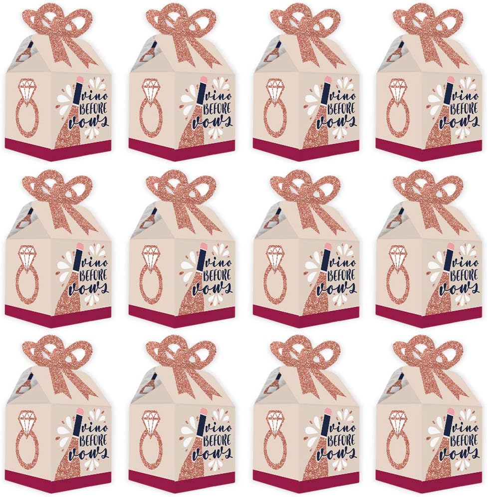 Big Dot of Happiness Vino Before Vows Bow Boxes Set of 12