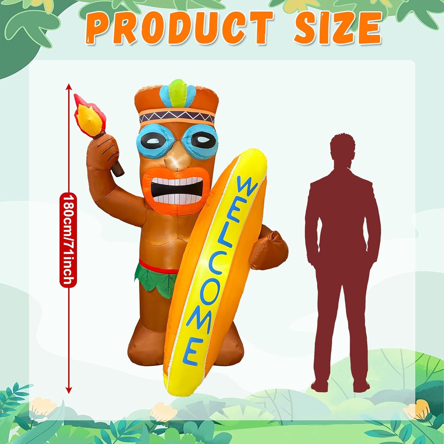 6FT Tiki Inflatable Party Decor with LED Light