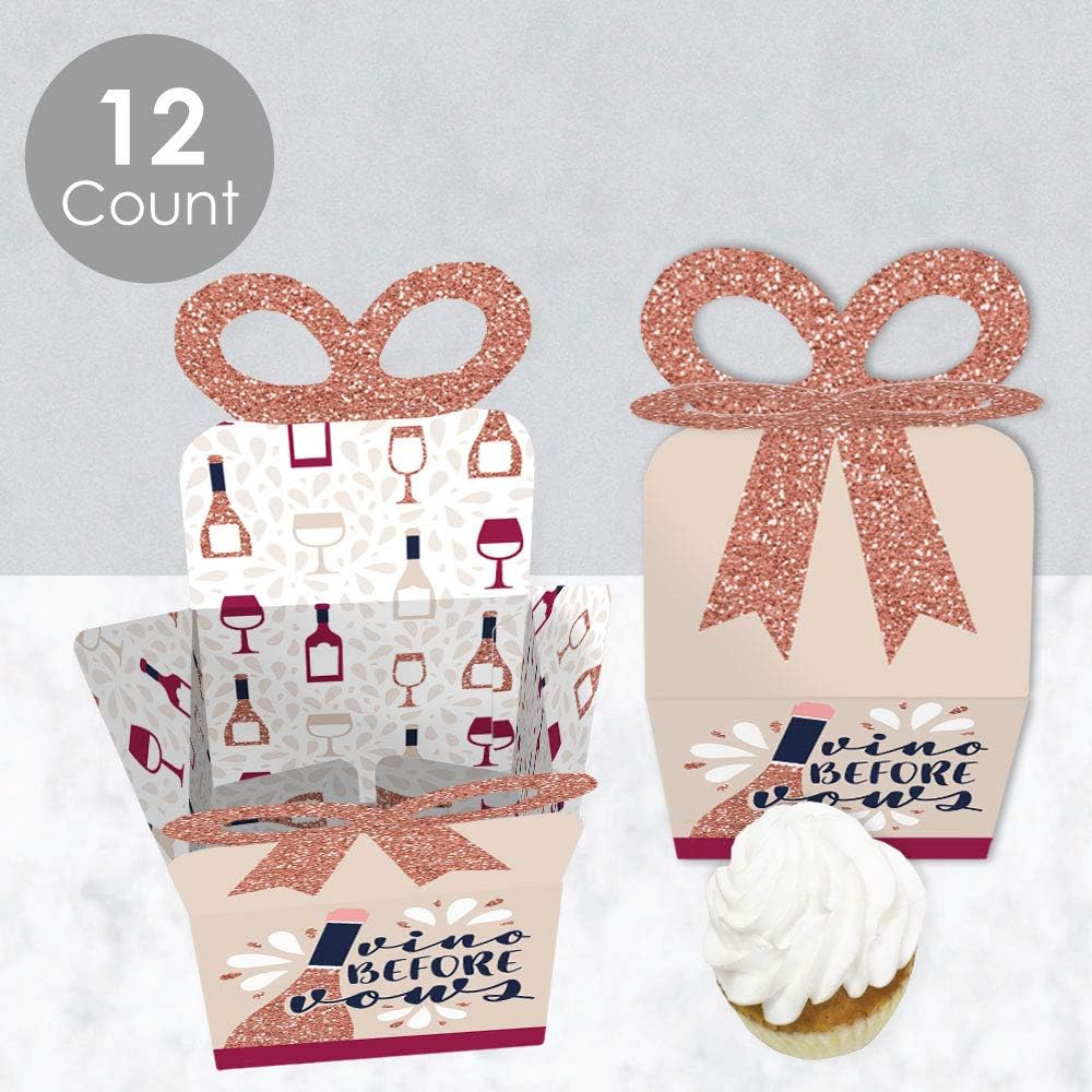 Big Dot of Happiness Vino Before Vows Bow Boxes Set of 12