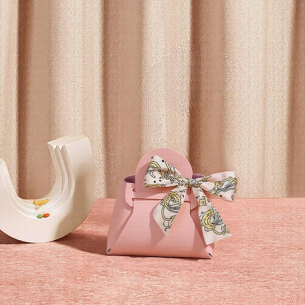 CALFOVERA 12 Pack Pink Faux Leather Gift Bags