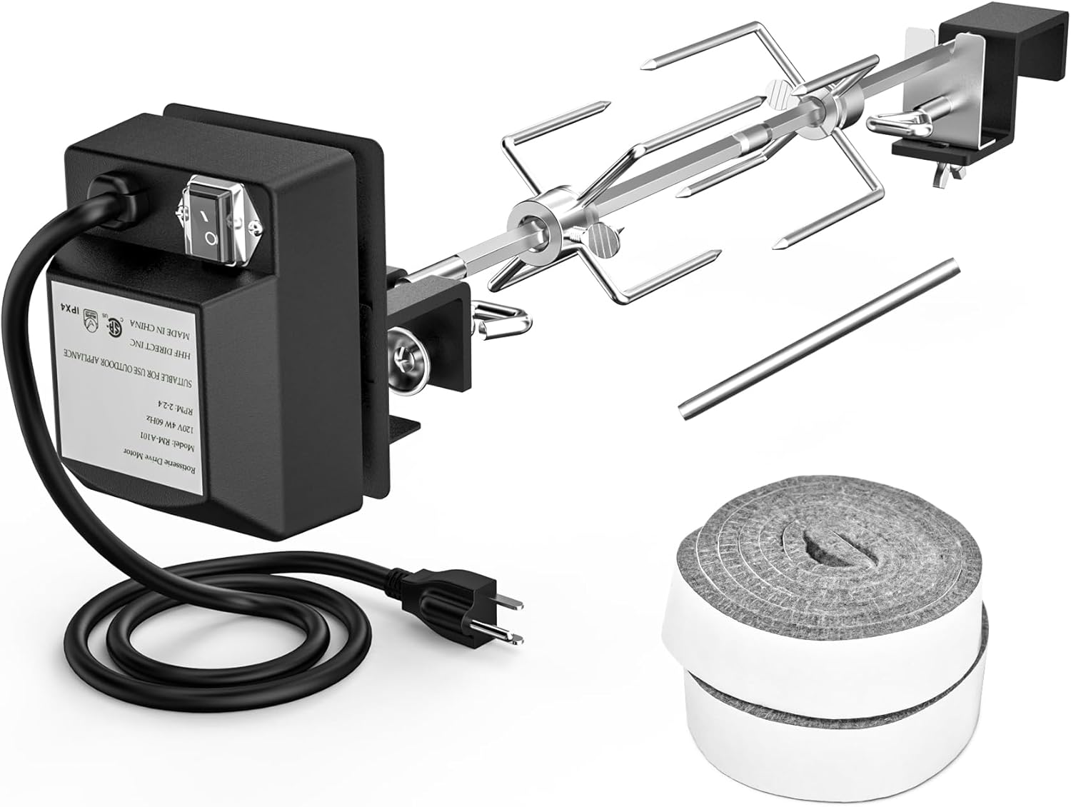 Skyflame Stainless Steel Rotisserie Kit with Motor and Accessories