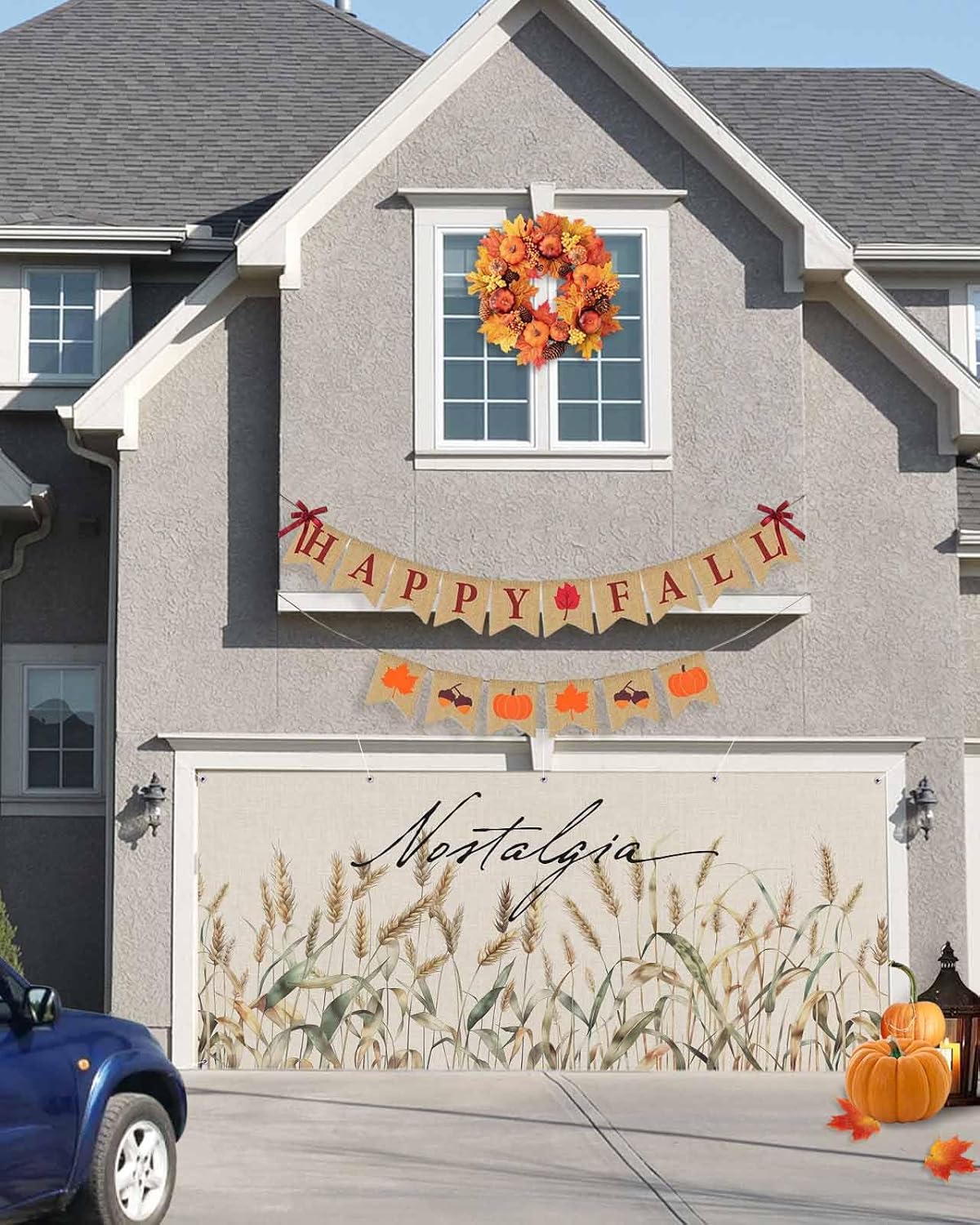 IDOWMAT Autumn Wheat Spikelets Garage Door Cover 7x8ft