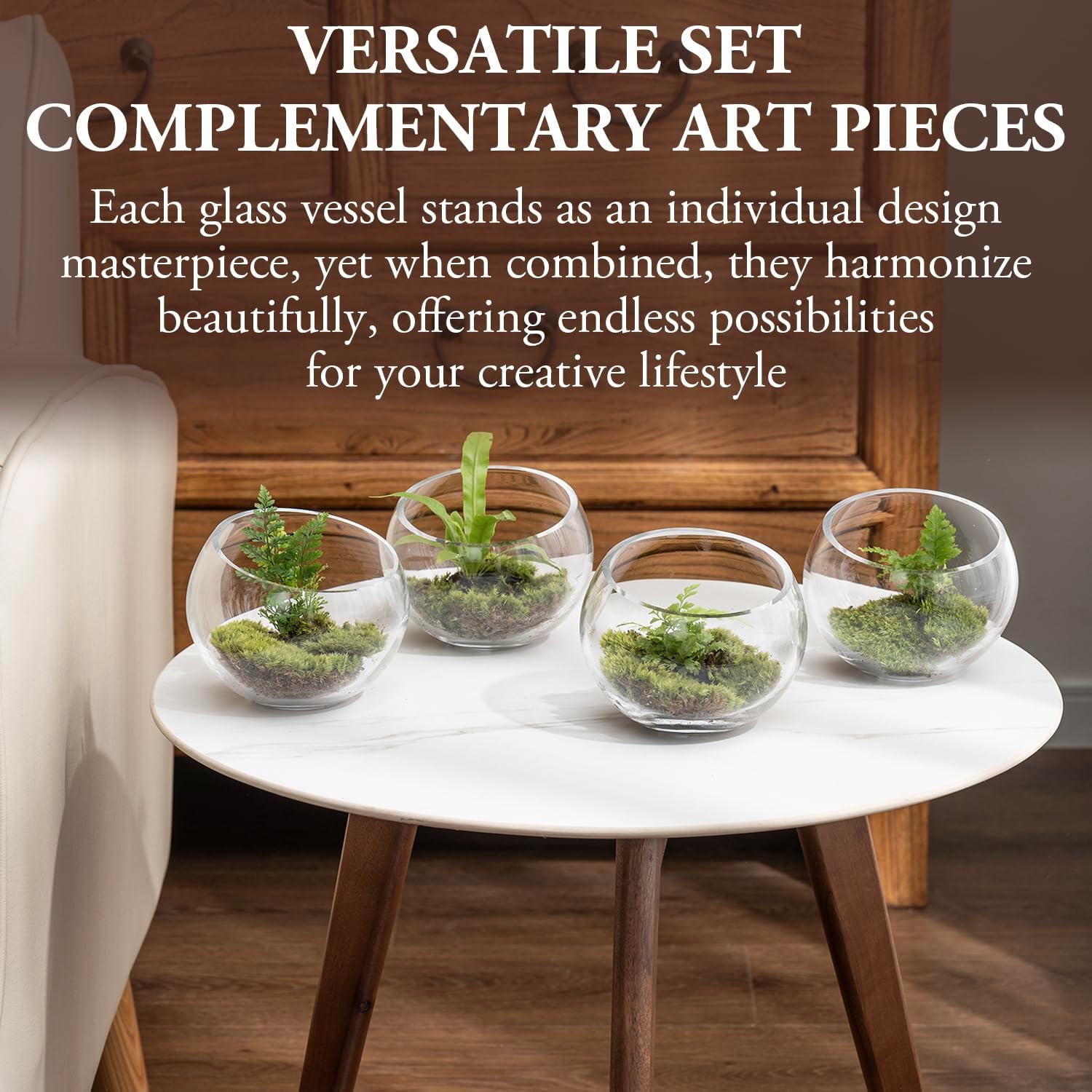 MyGift Premium Hotel Series 5 Inch Clear Glass Terrarium Set of 4