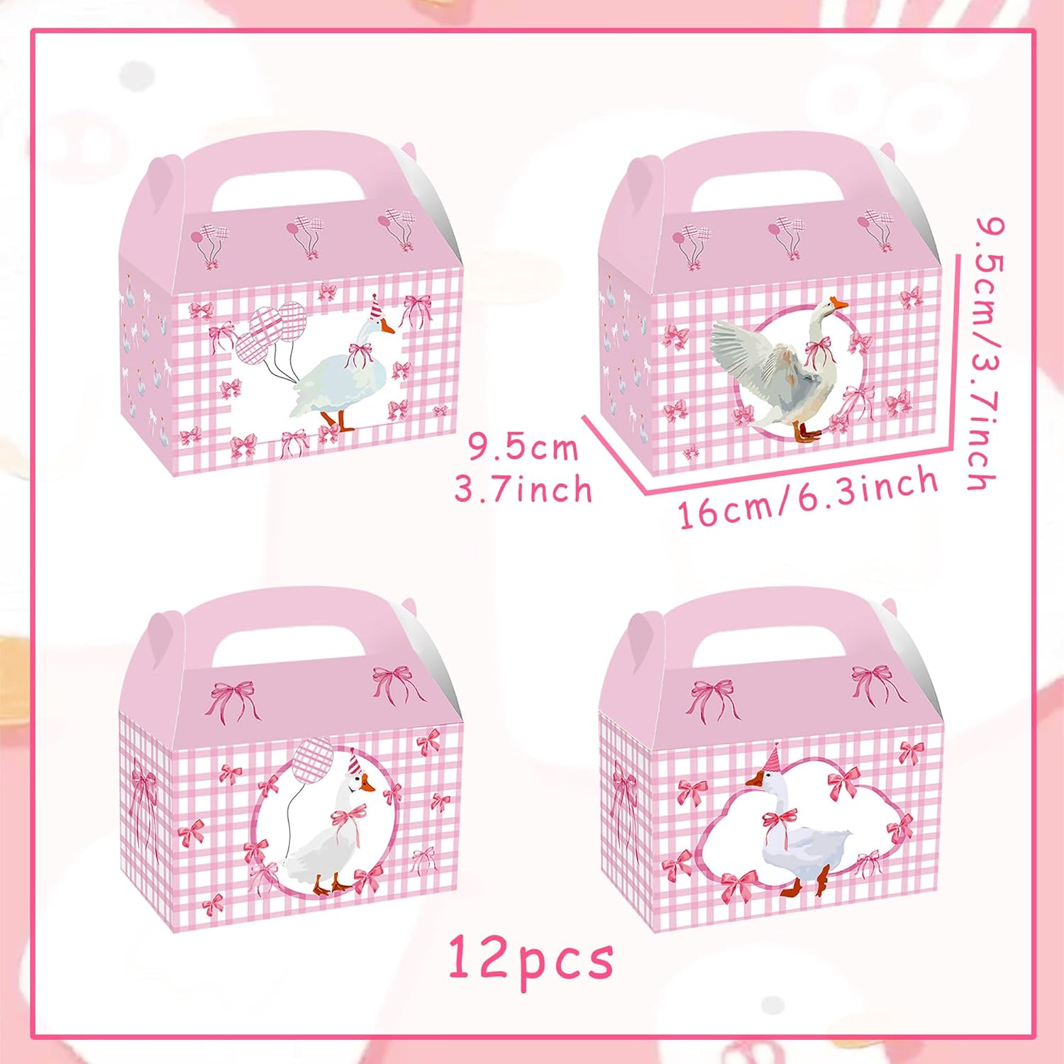 BACH AND BOUJEE 12PCS Pink Silly Goose Treat Boxes