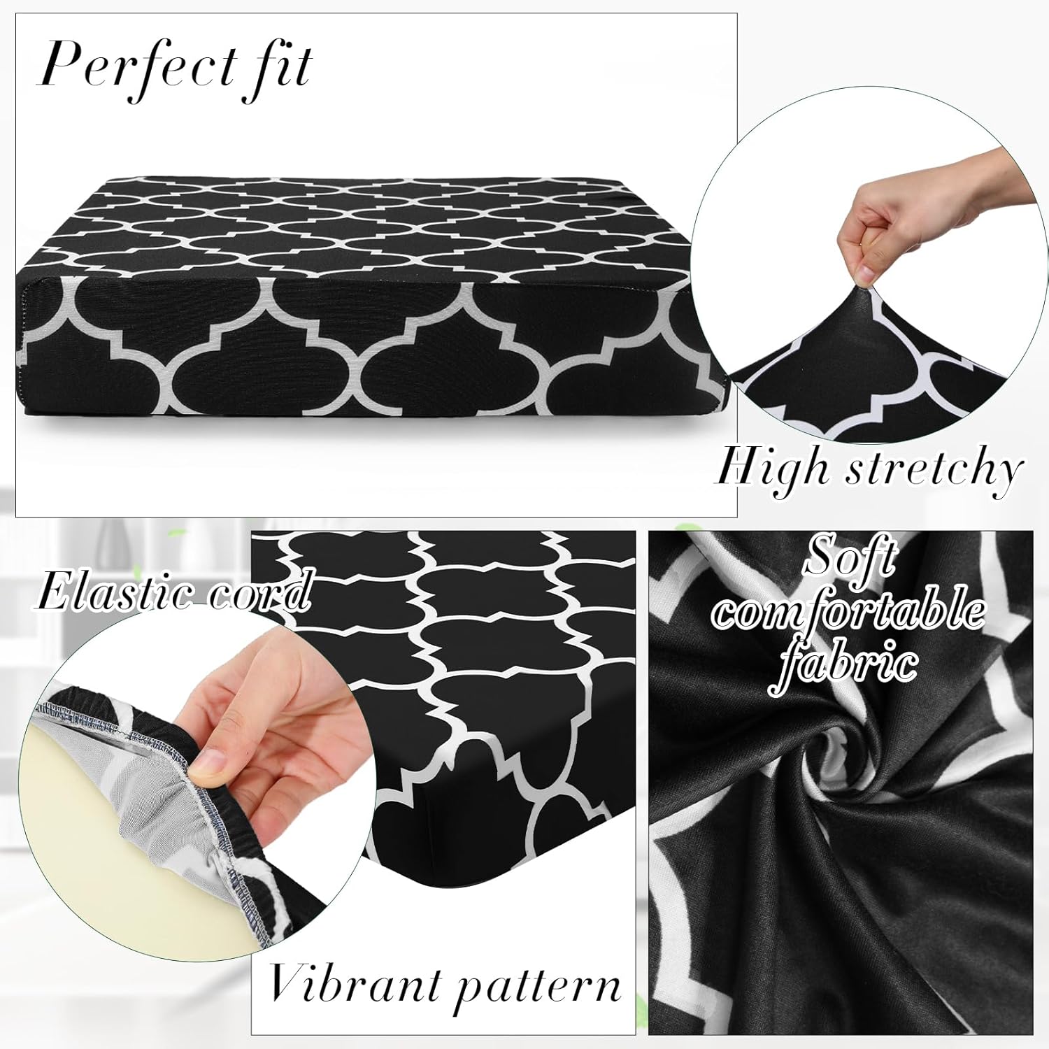 Newwiee 4 Pcs Waterproof Outdoor Cushion Covers with Moroccan Pattern