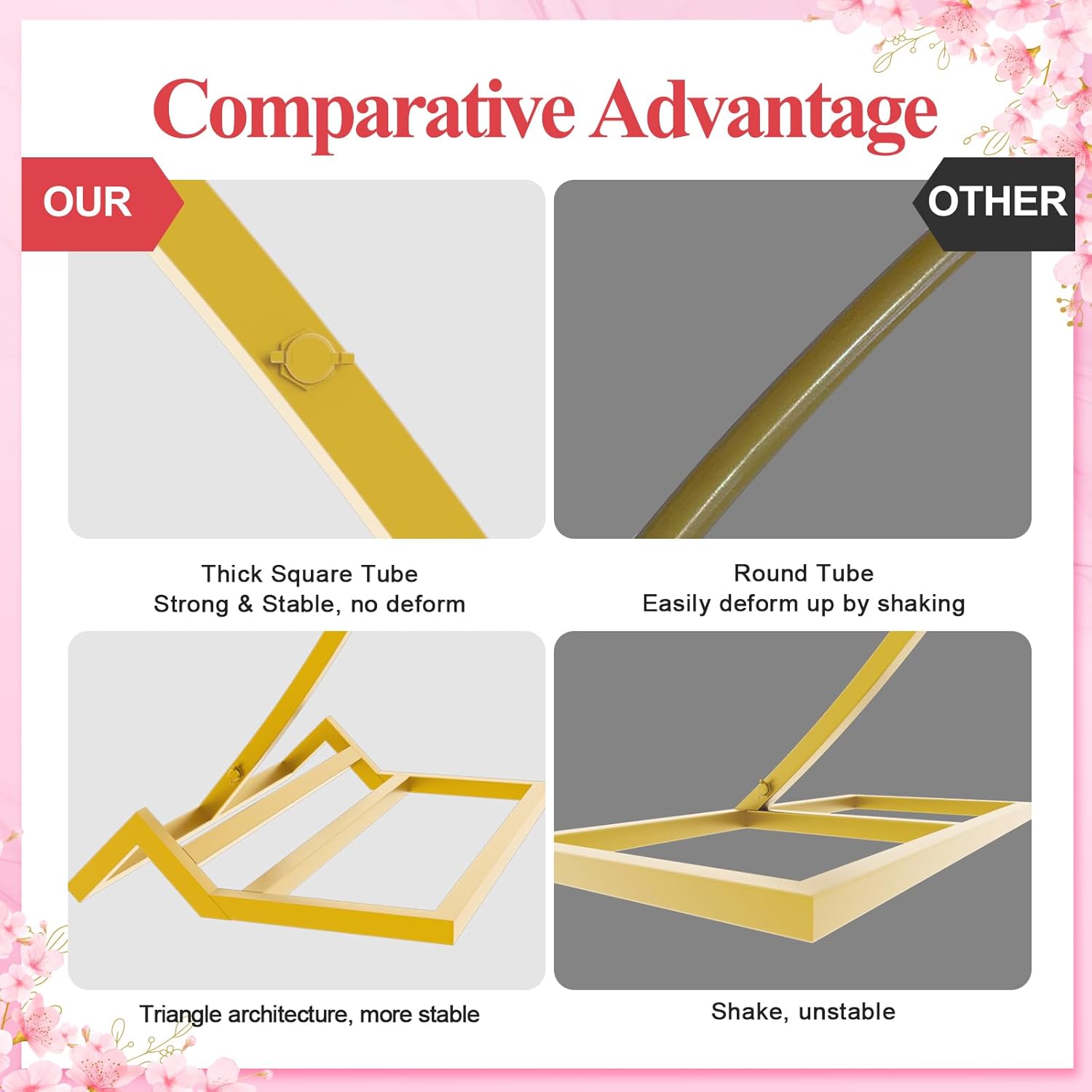 Putros 8FT Gold Round Balloon Arch Stand Wedding Backdrop Frame