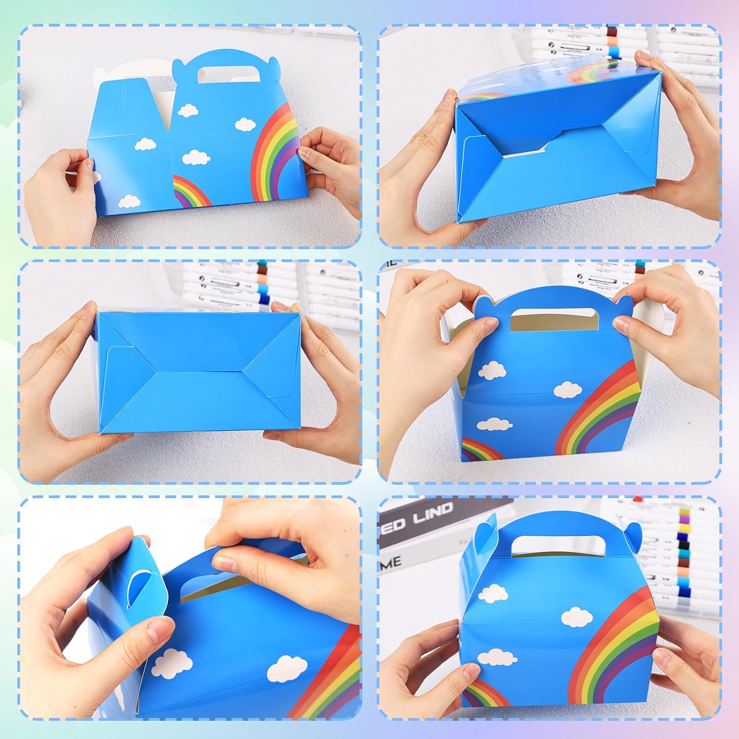 JOHOUSE 16PCS Rainbow Party Favor Boxes