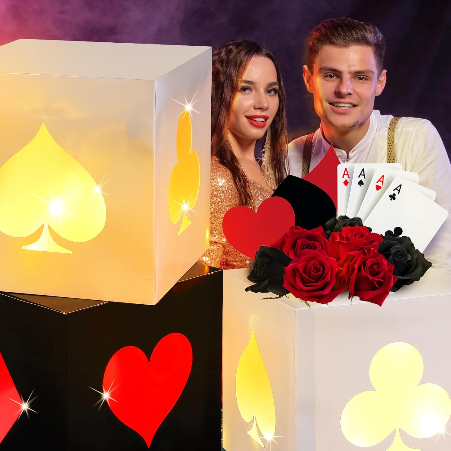 12 Piece Casino Favor Boxes with String Lights