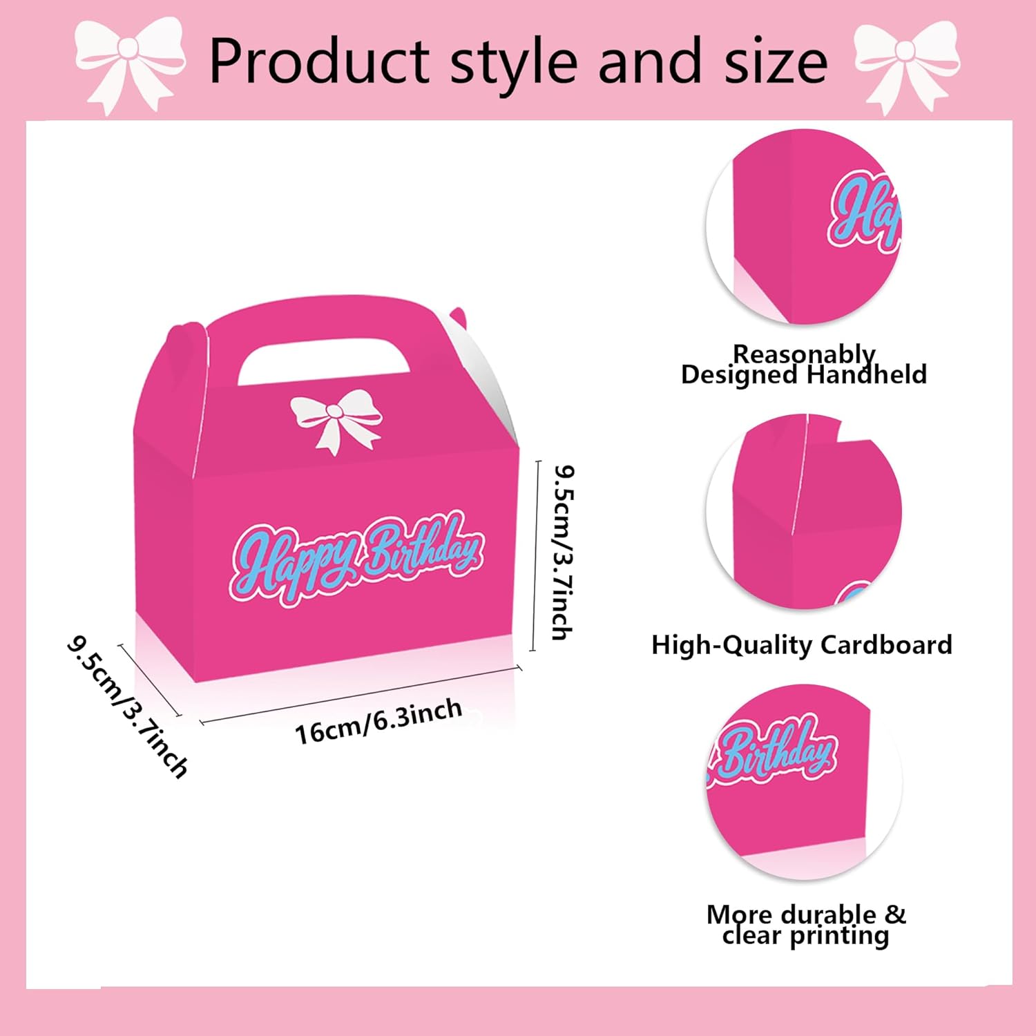 16 Pink Party Favor Treat Boxes for Birthday Parties