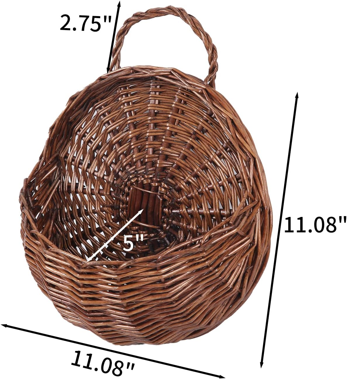 JJSQ Handmade Woven Wicker Hanging Storage Basket Brown 142x118x47 Inch