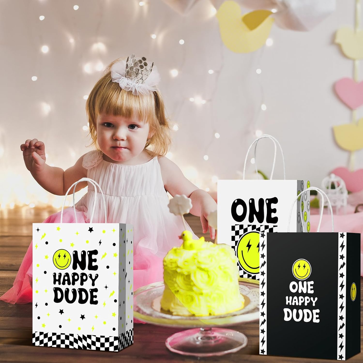 Yeaqee 24 Pcs Happy Dude Gift Bags with Handle