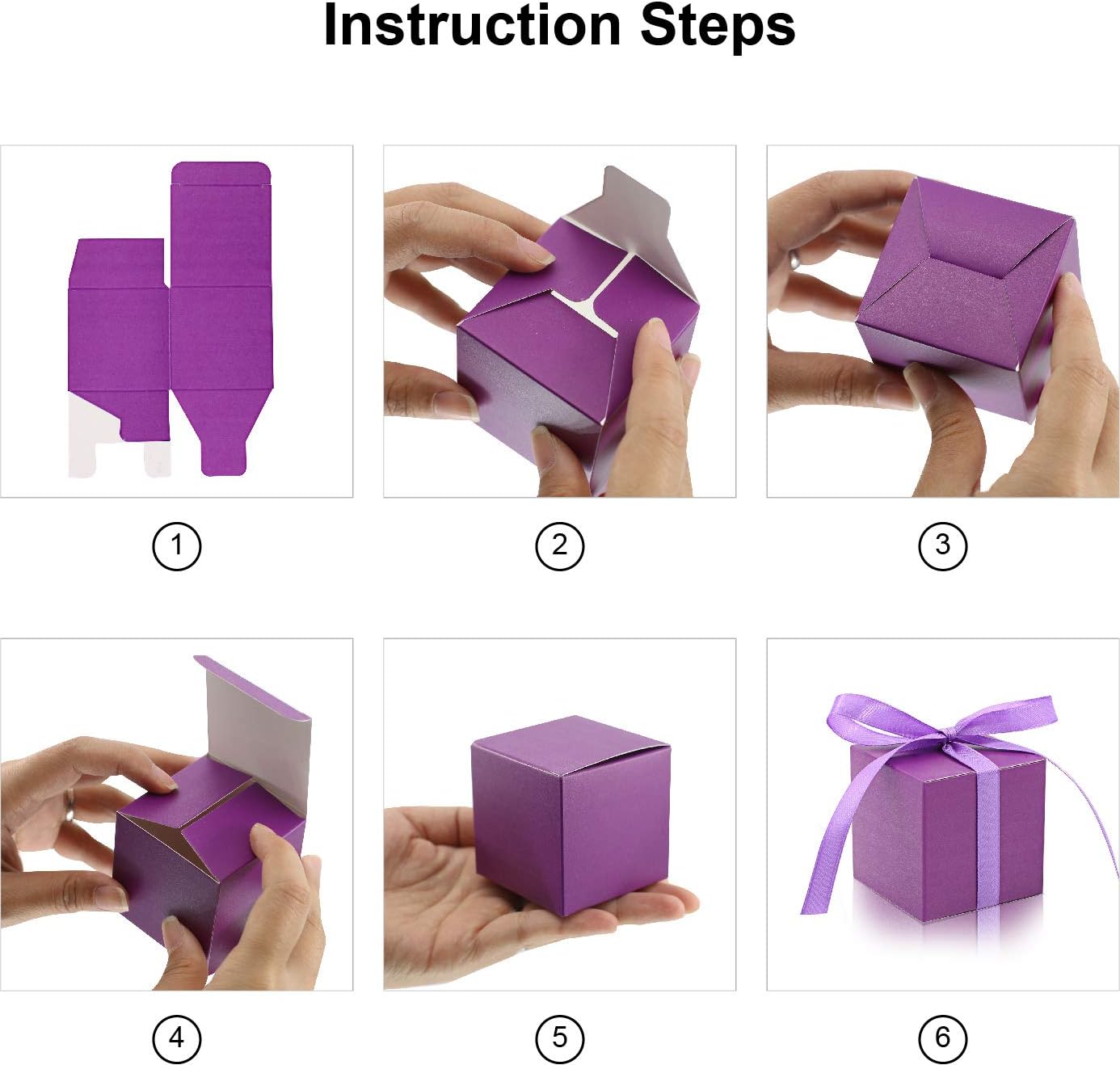 KPOSIYA 100 Pack White Gift Boxes with Ribbons