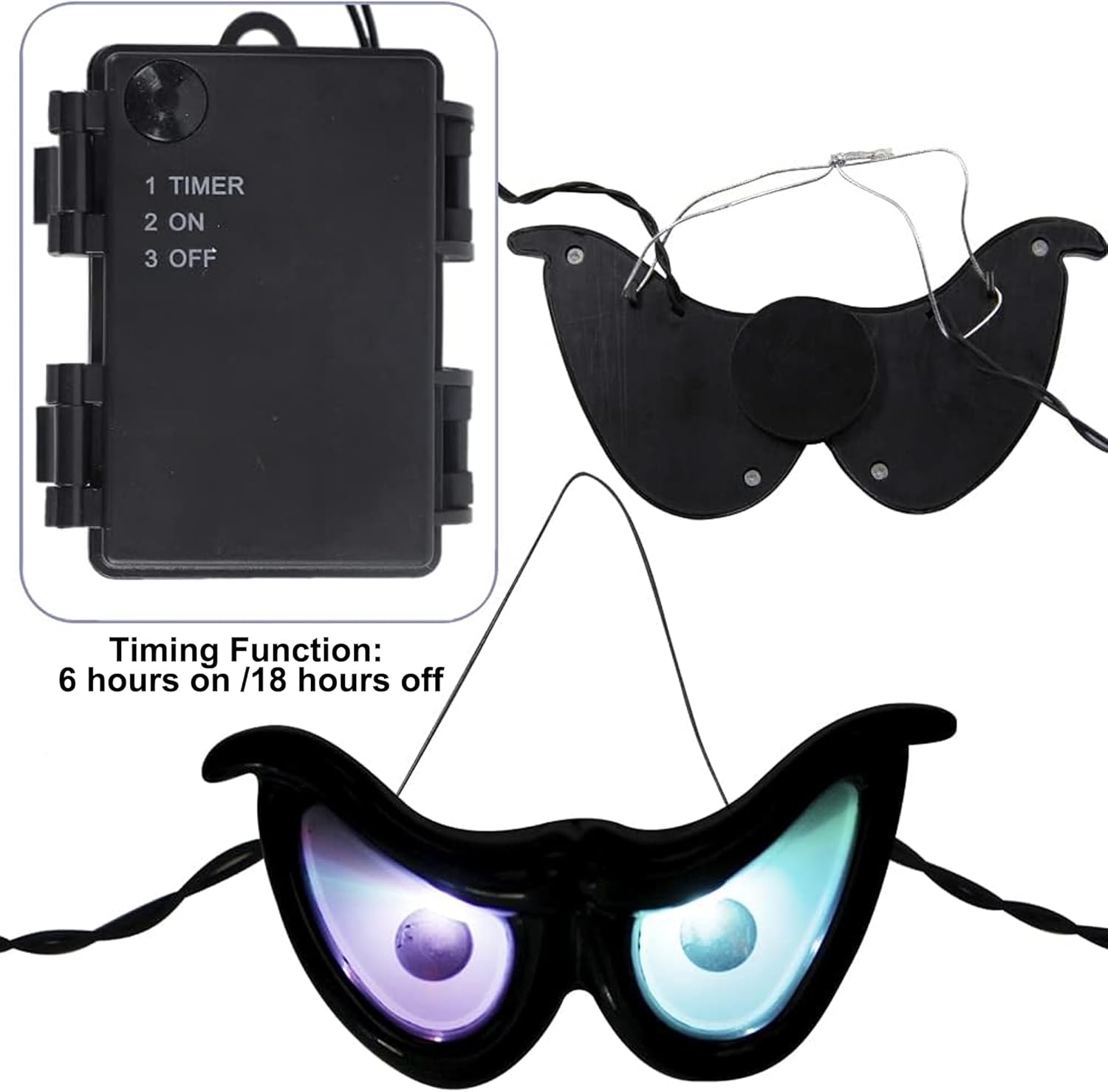 YOFIT 65ft Halloween LED Eye String Lights with Timer and Battery Box