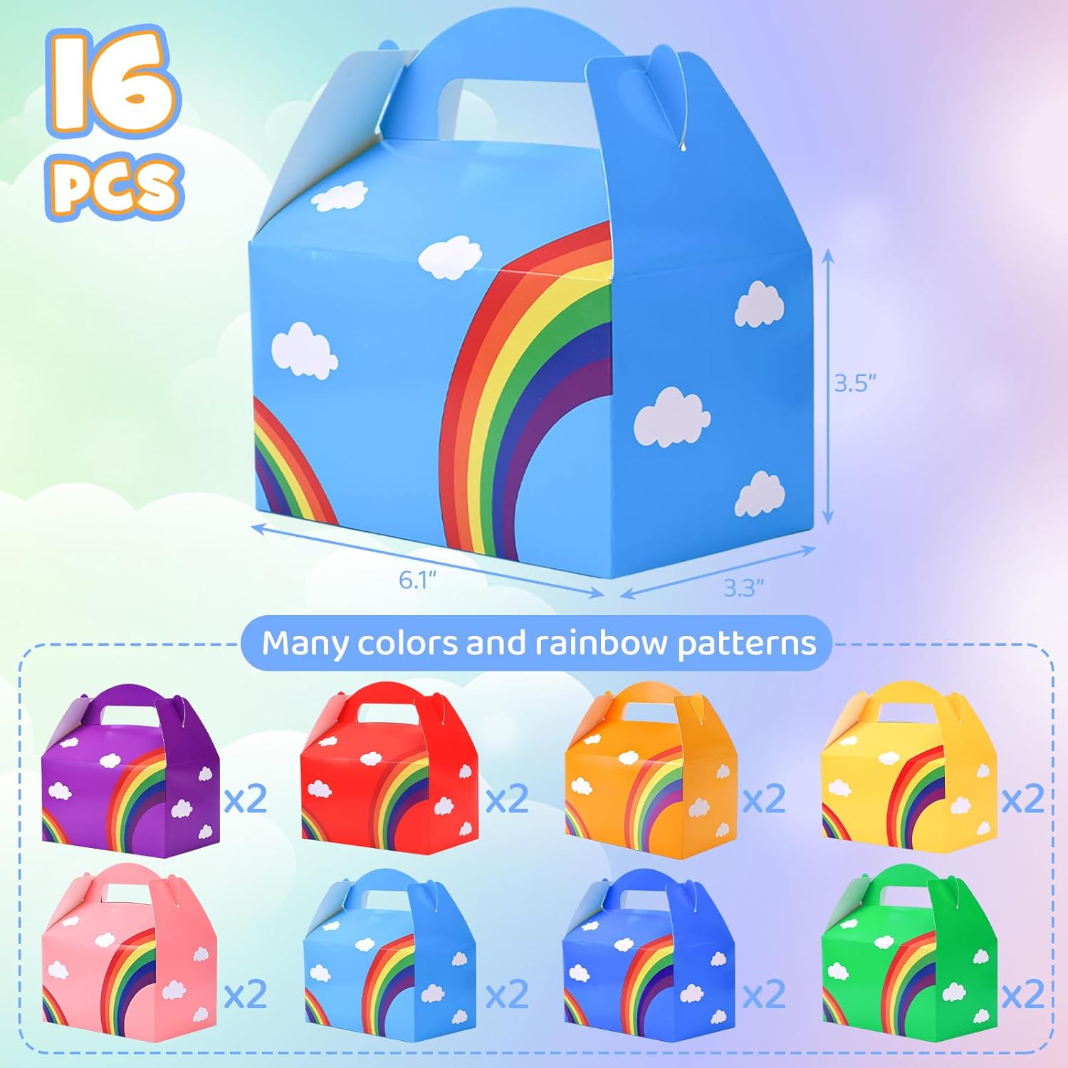 JOHOUSE 16PCS Rainbow Party Favor Boxes