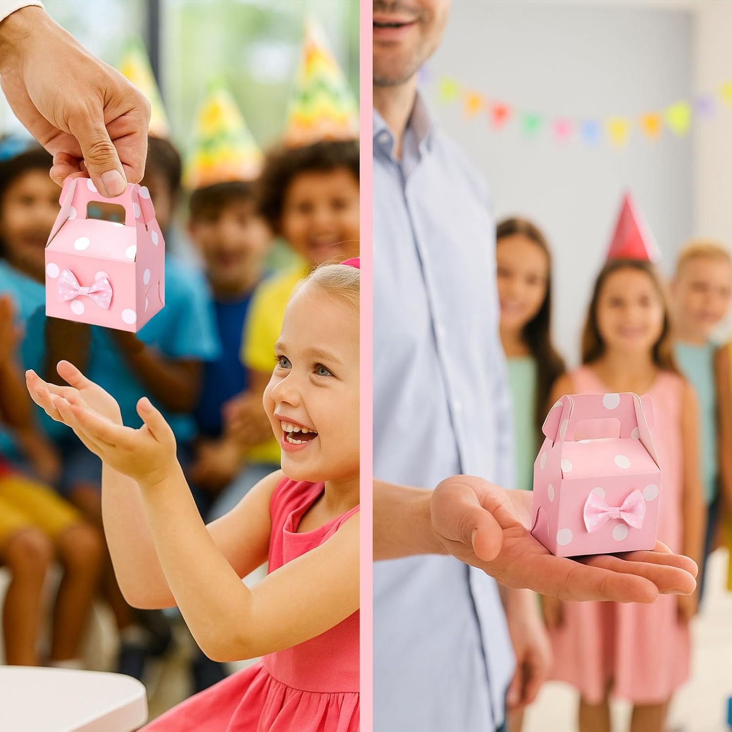 VGOODALL 30PCS Party Favor Boxes Pink Polka Dot Small Treat Bags