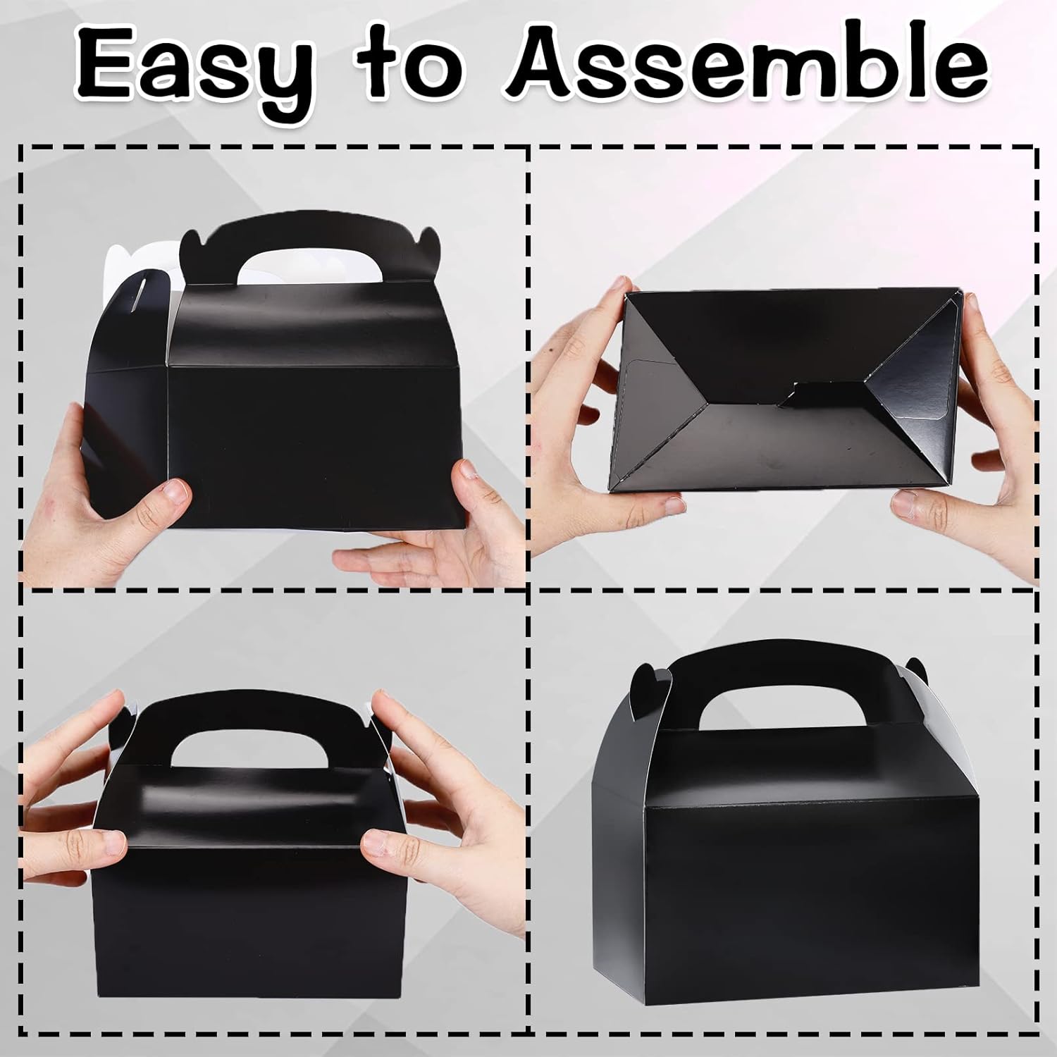 24Pcs Black Gable Candy Boxes with Handles