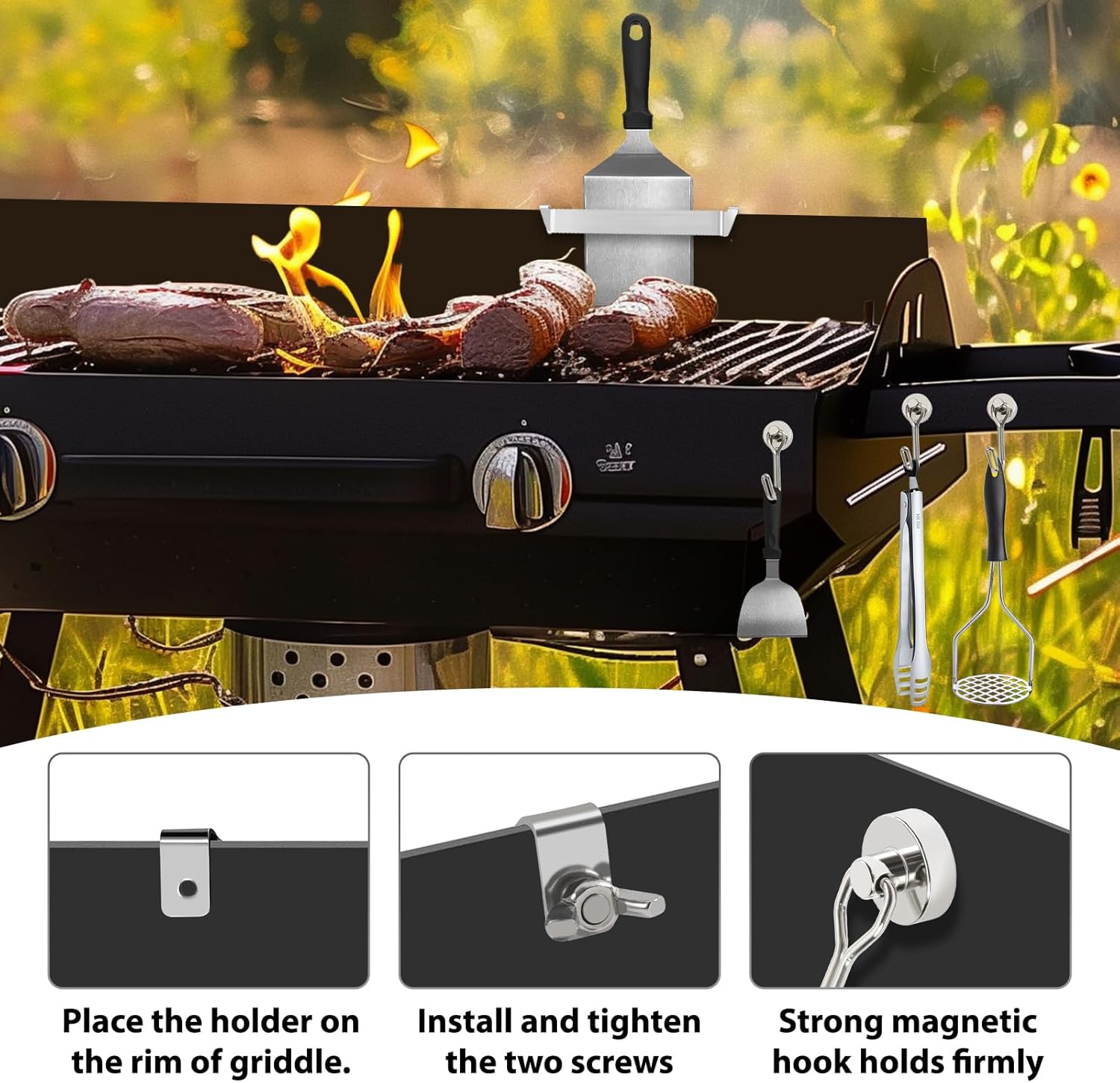 BelleBeau 63 Inch Griddle Spatula Holder 2 Pack